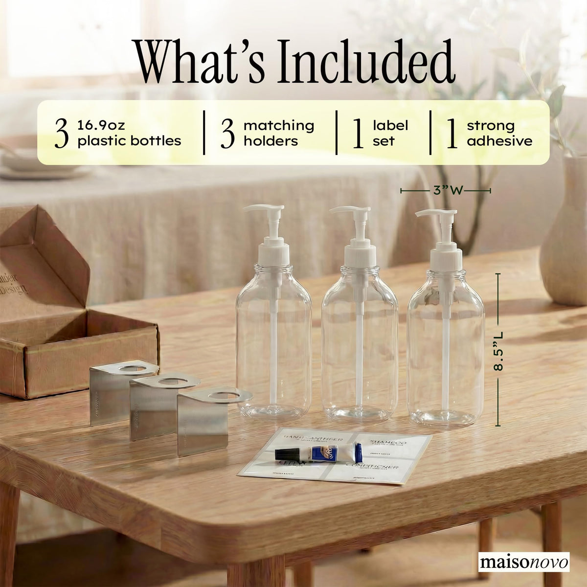 Shampoo and Conditioner Dispenser (3 Count)