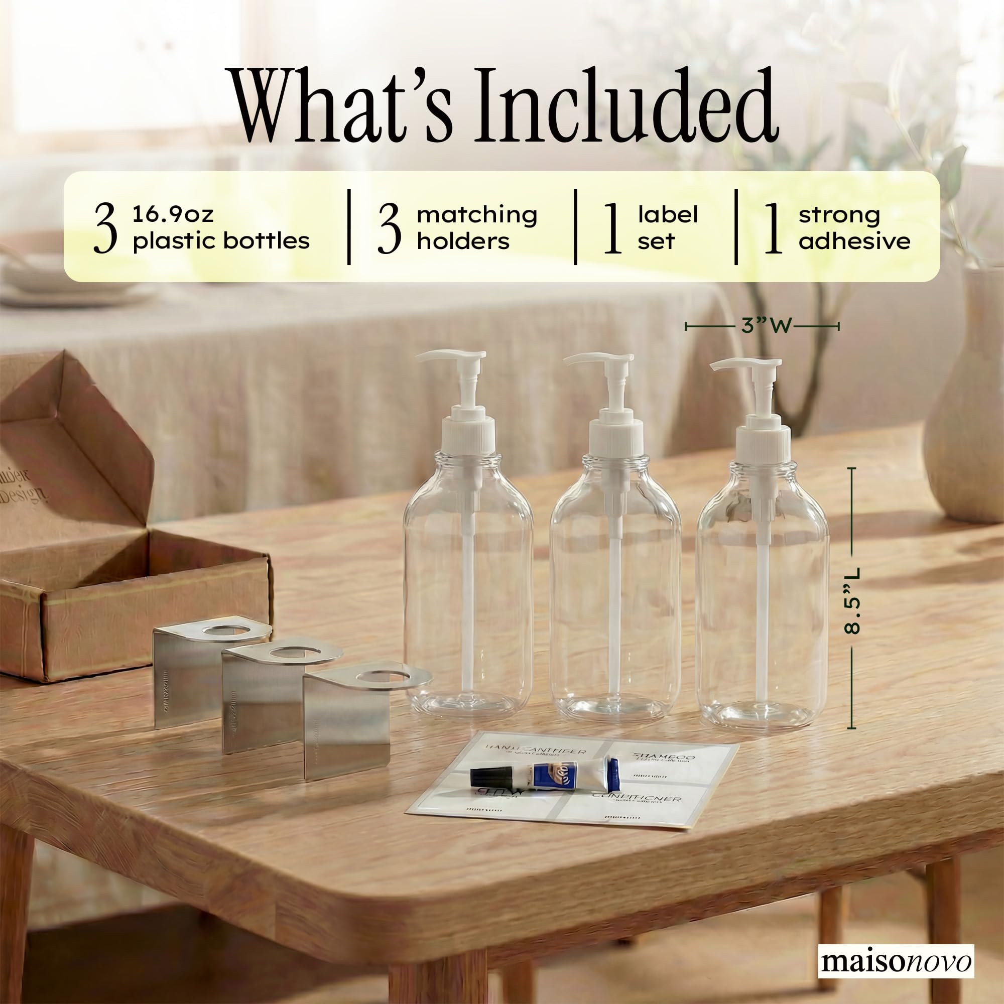 Shampoo and Conditioner Dispenser (3 Count)