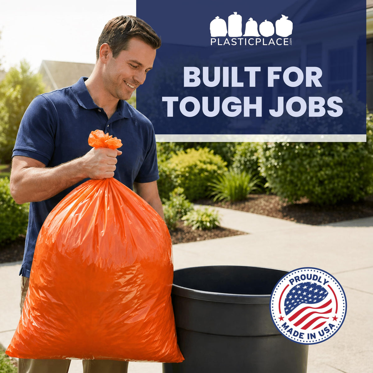 55 60 gallon Trash Bags │ 1.2 Mil │ Orange Heavy Duty Garbage Can Liners │ 38” x 58” (50 Count)
