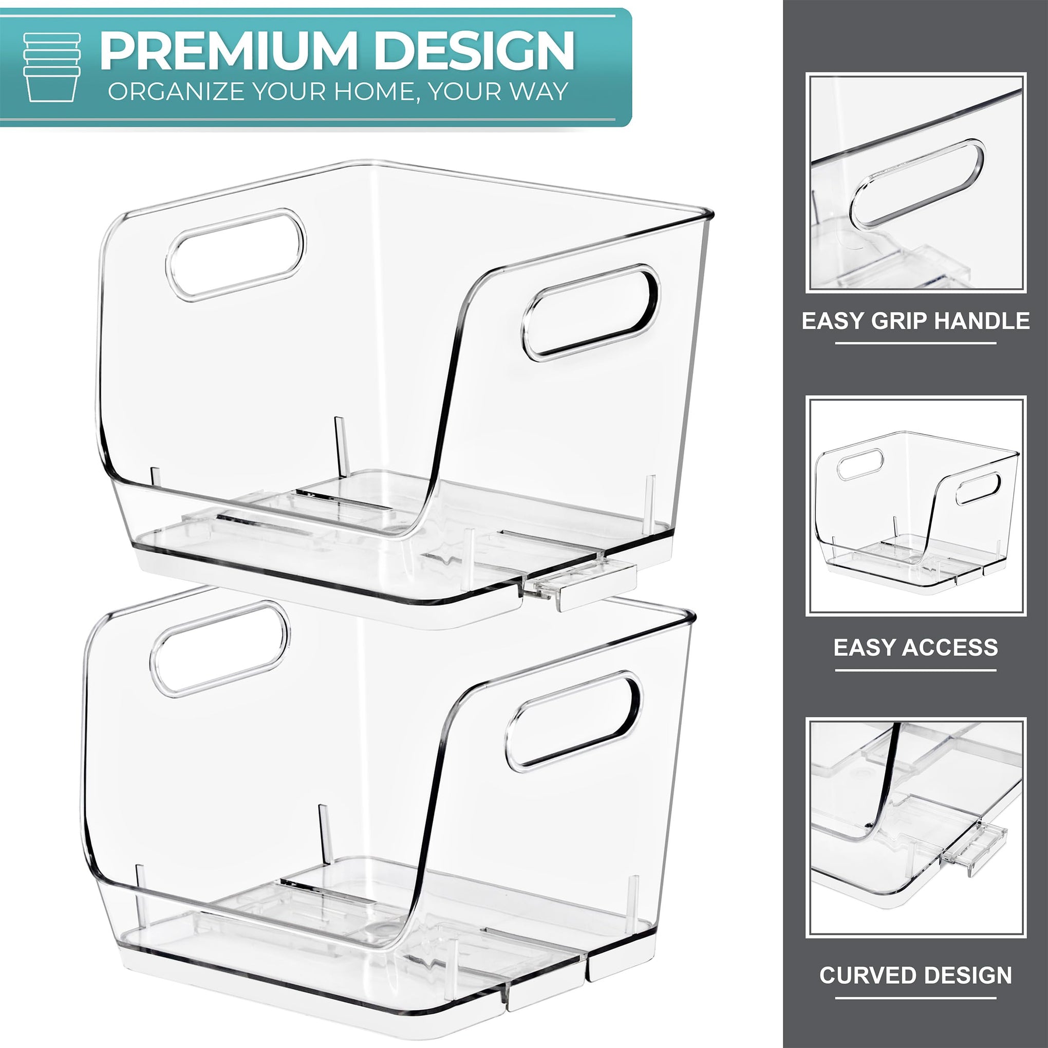 Stackable Storage Bins Open Front