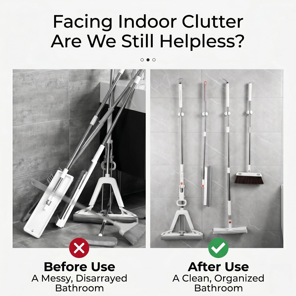 Broom Holder Wall Mount No Drilling