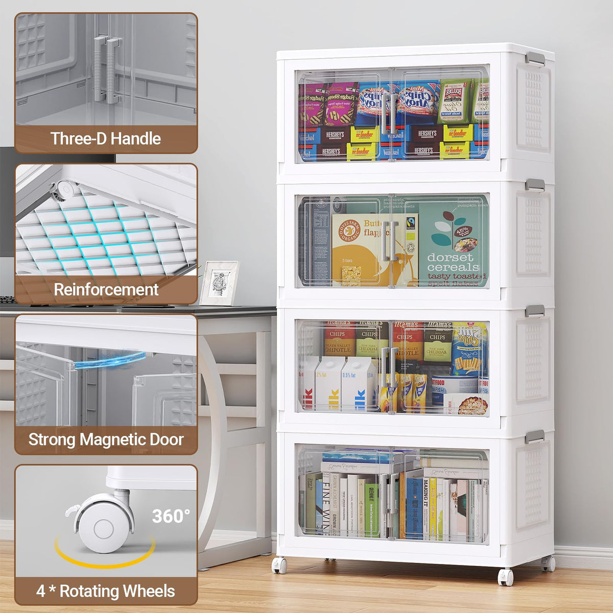 324 Qt Stackable Storage Bins Foldable Cabinet (3 Count)