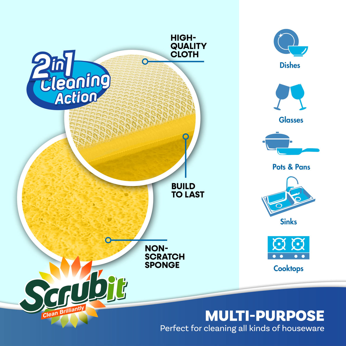 Scrub and Wipe Cleaning Pads [10 Pack] (10 Count)