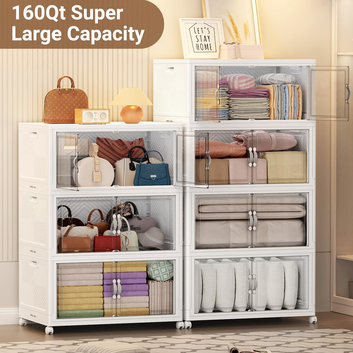 480QT Large Stackable Storage Bins with Clear Doors (3 Count)