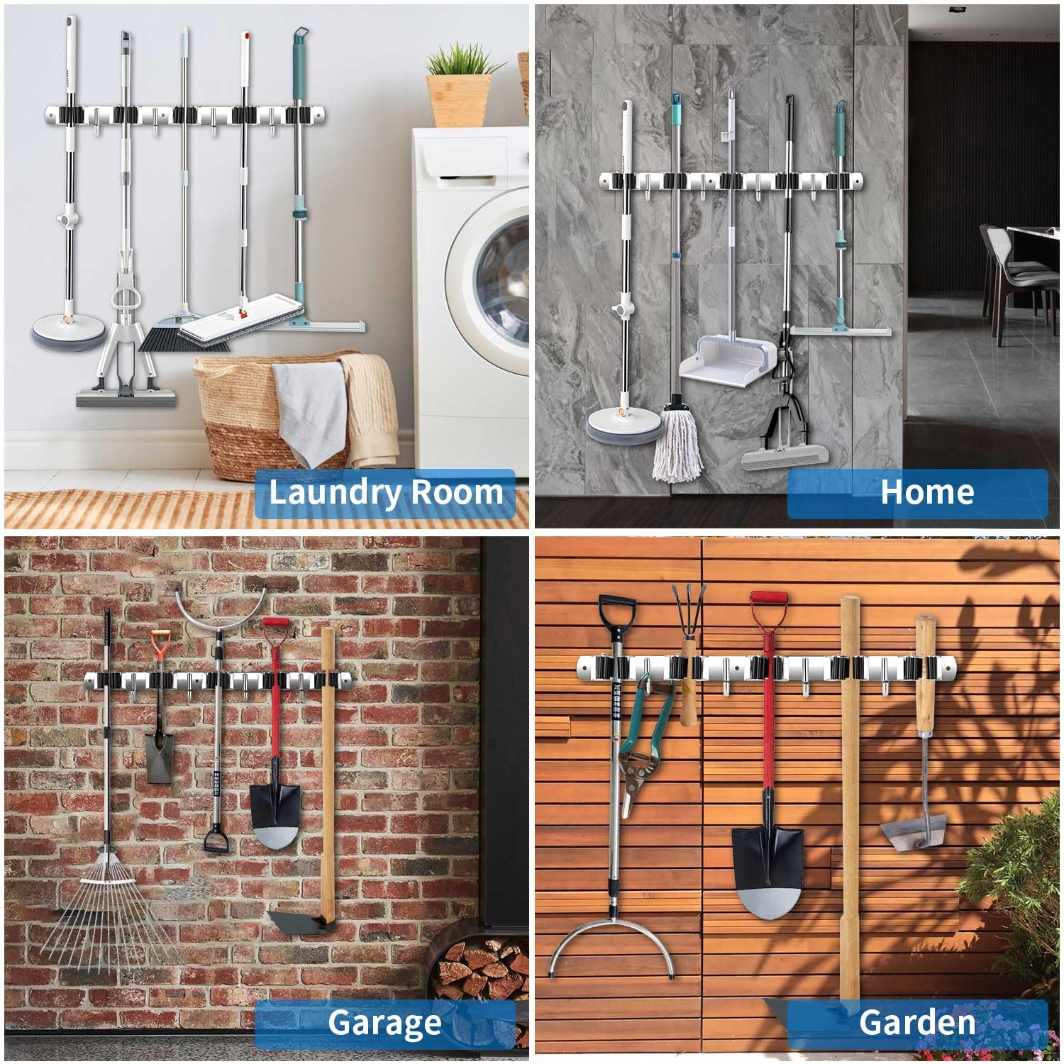 2 Pack Broom Holder Wall Mount (2 Count)