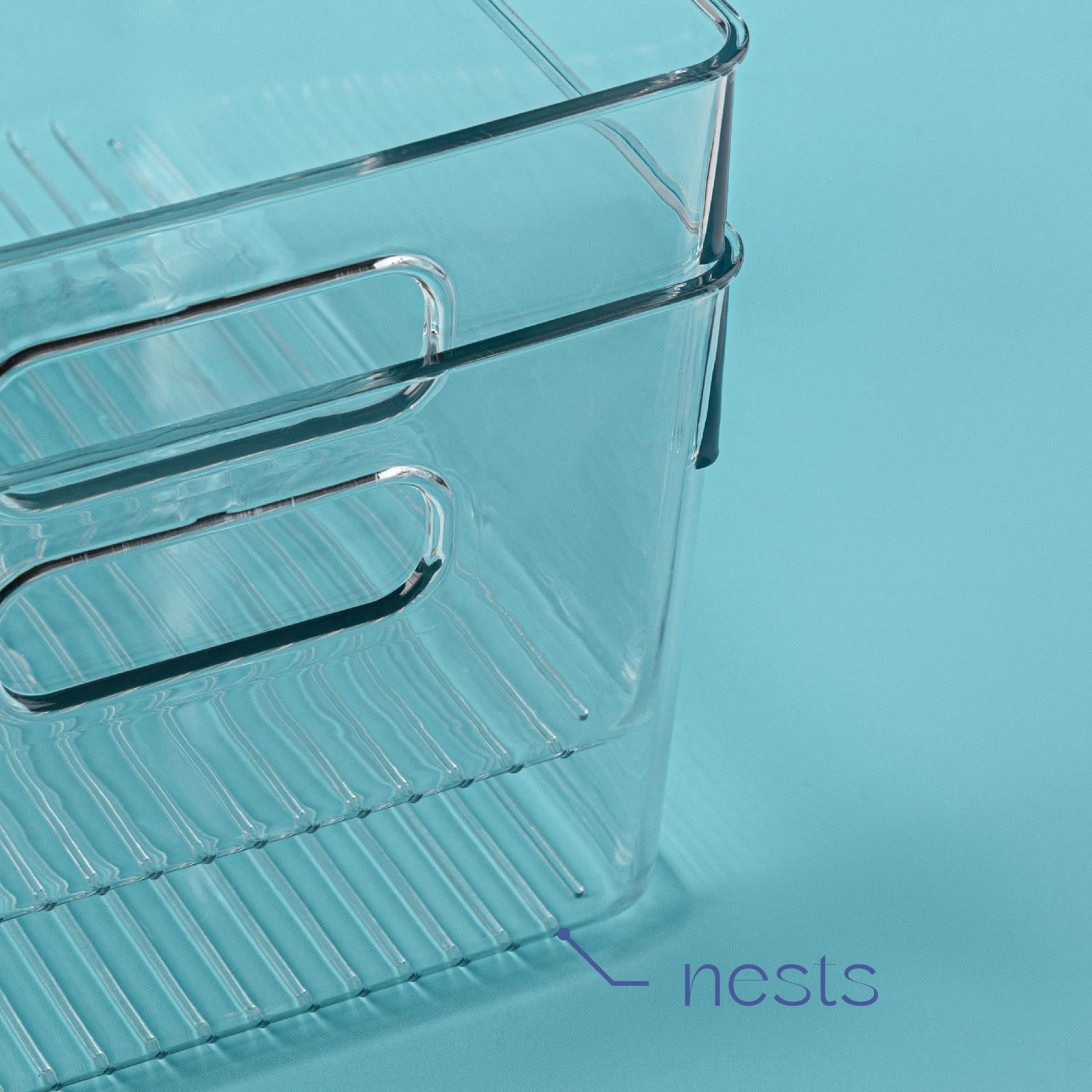 Plastic Food Storage 4 Pack Clear Container Bin with Handles for Organizing Kitchen