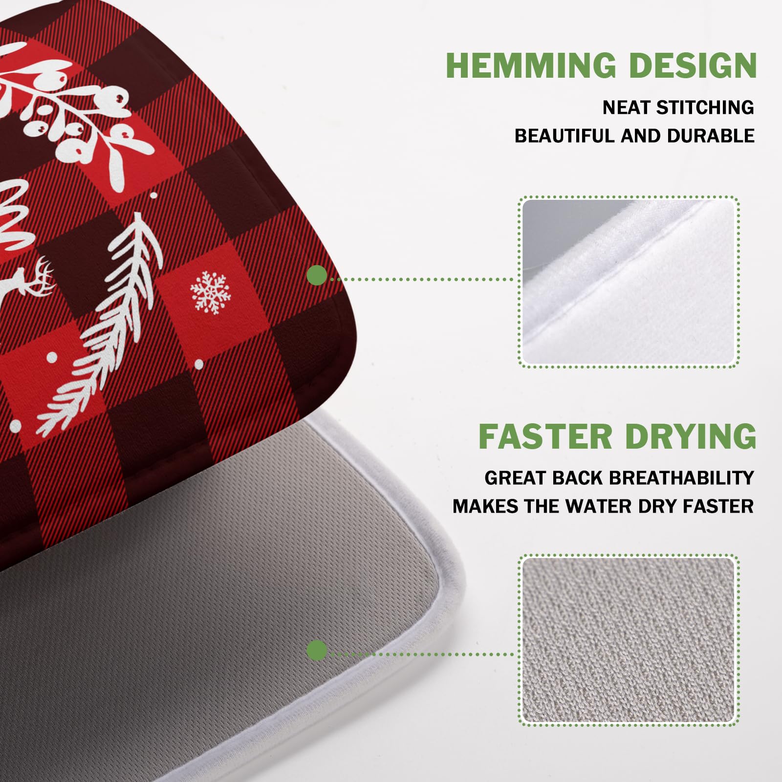 Merry Christmas Dish Drying Mat for Kitchen Counter