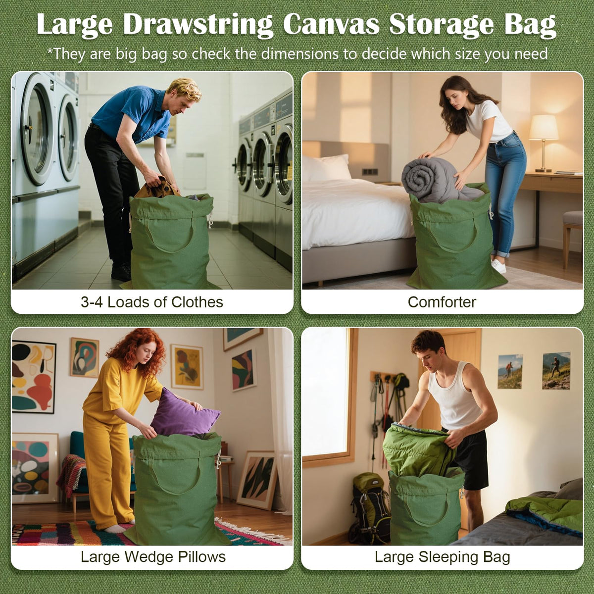Canvas Laundry Bag 33"Wx 35"H