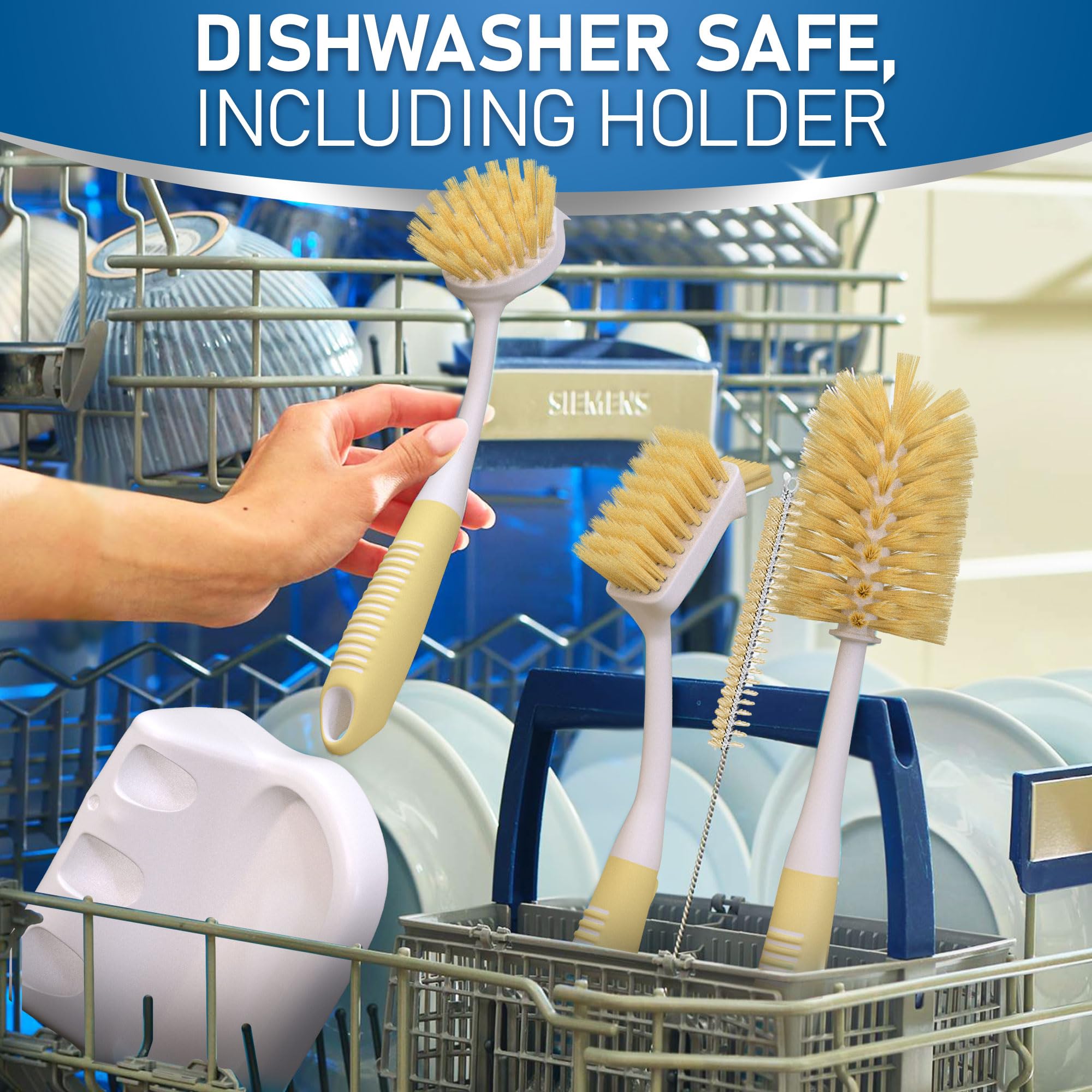 Dish Brush Set of 5 with Holder (3 Count)