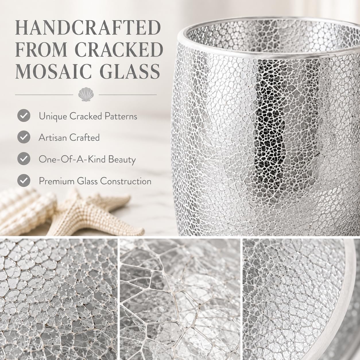 Silver Bathroom Trash Can