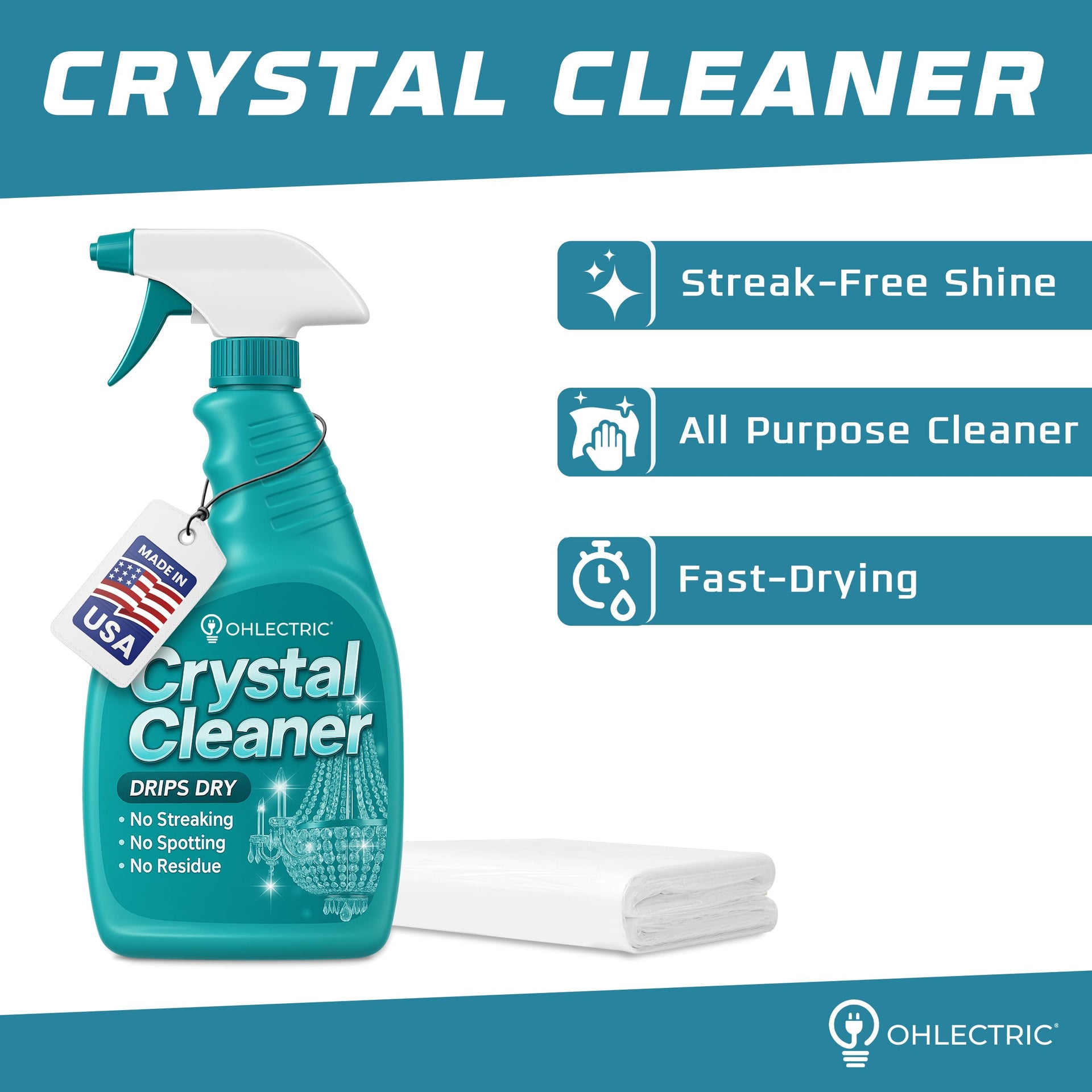 Crystal Chandelier Cleaner Spray Kit & Plastic Drop Cloth for Protection