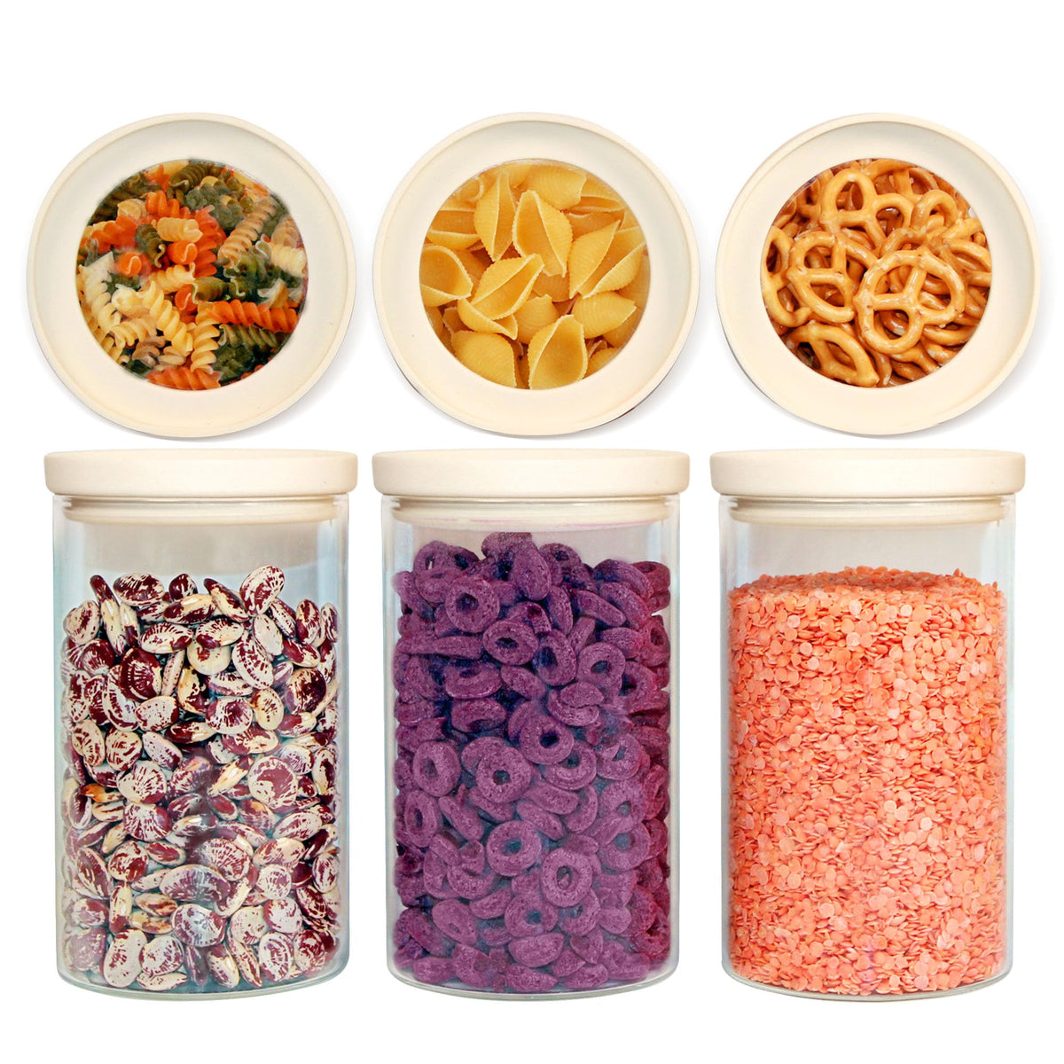 Glass Food Storage Jar with Glass Lid (6 Count)