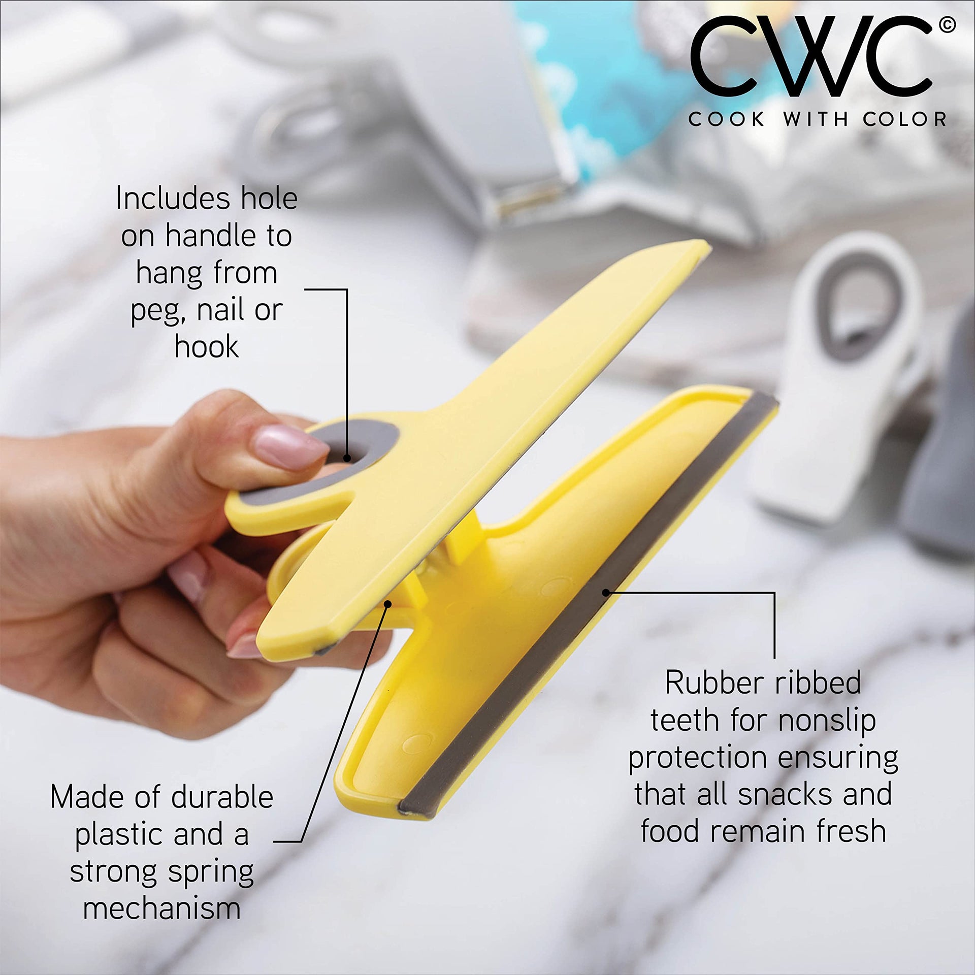 Bag Clips Heavy Duty Chip Clip and Refrigerator Magnet for Food Storage with Air Tight Seal Grip (8 Count)
