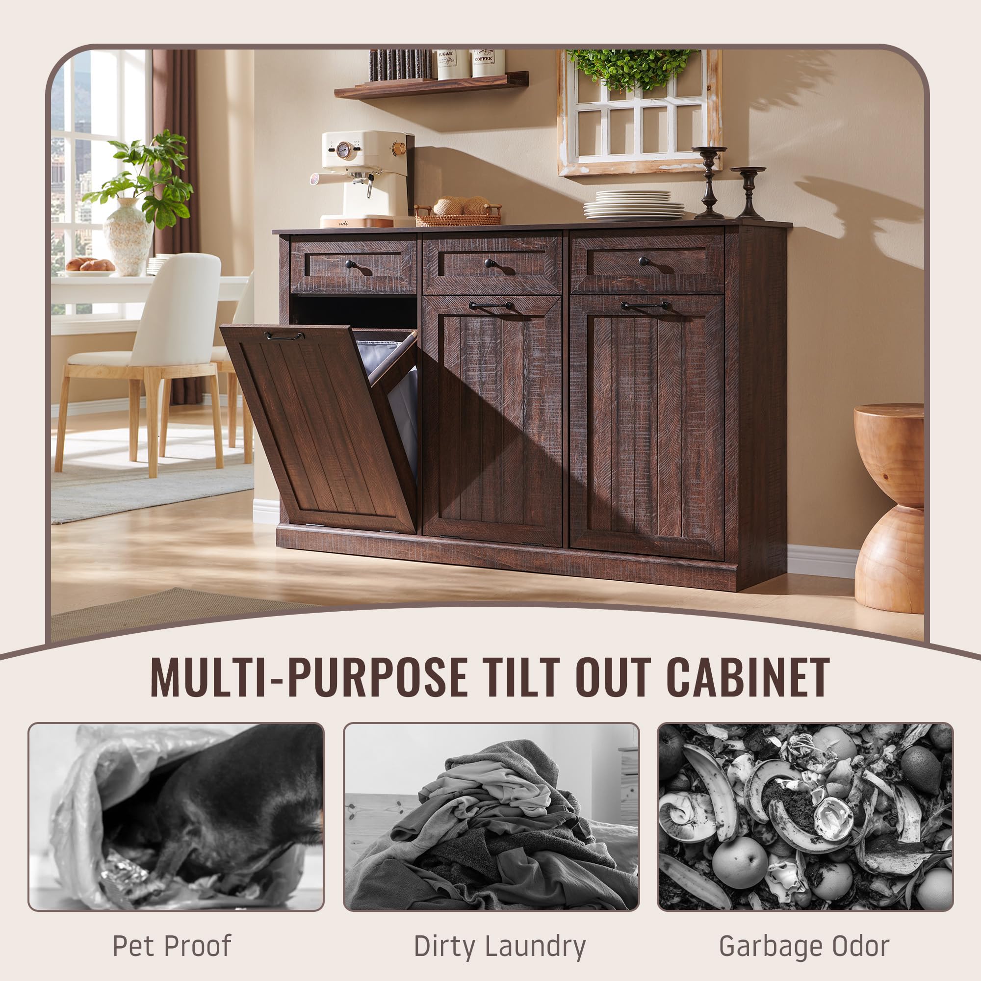 Triple Tilt Out Laundry Hamper Cabinet