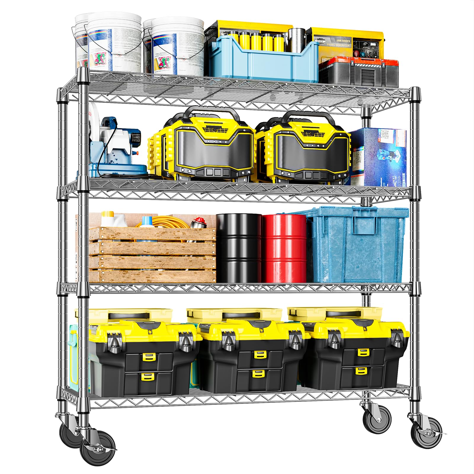 4 Tier Heavy Duty Metal Wire Shelving Unit
