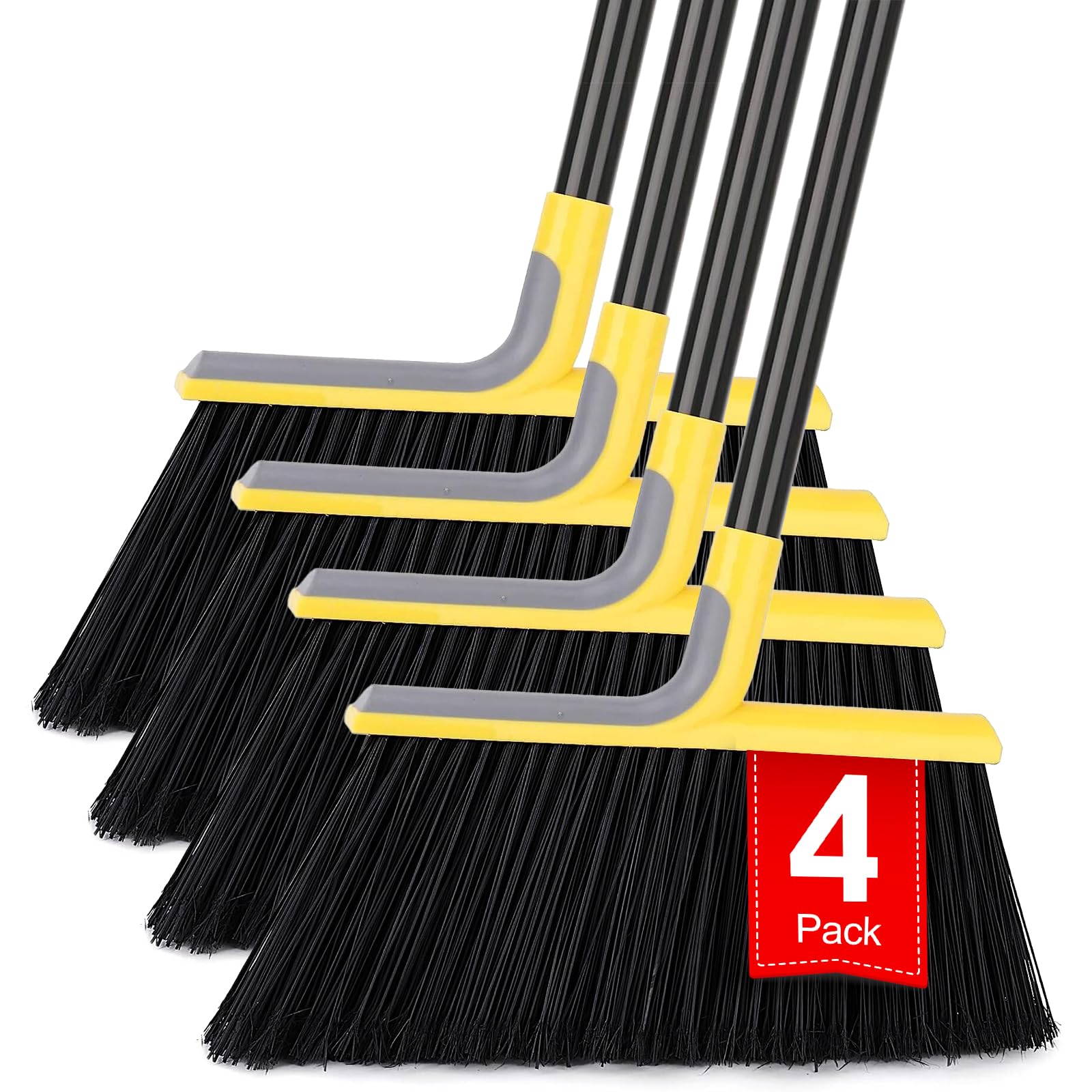 4 Packs Outdoor Broom for Floor Cleaning with 58" Long Handle