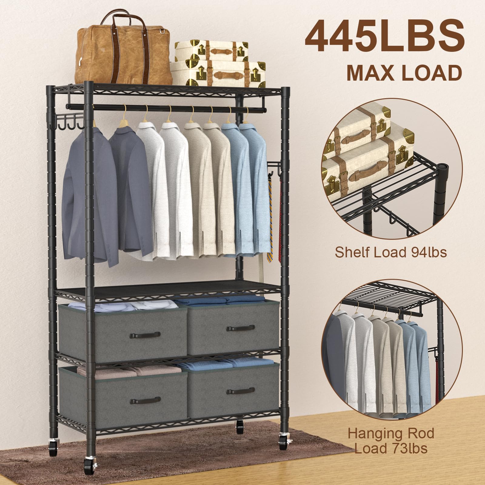 Clothes Rack Heavy Duty Clothing Rack for Hanging Clothes