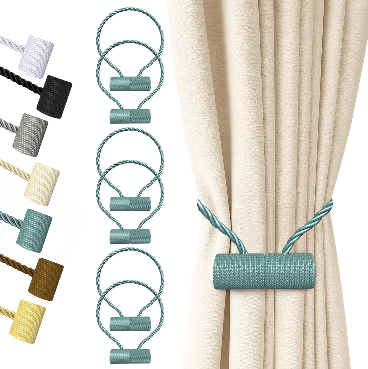 Magnetic Curtain Tiebacks Blue 6pcs (6 Count)