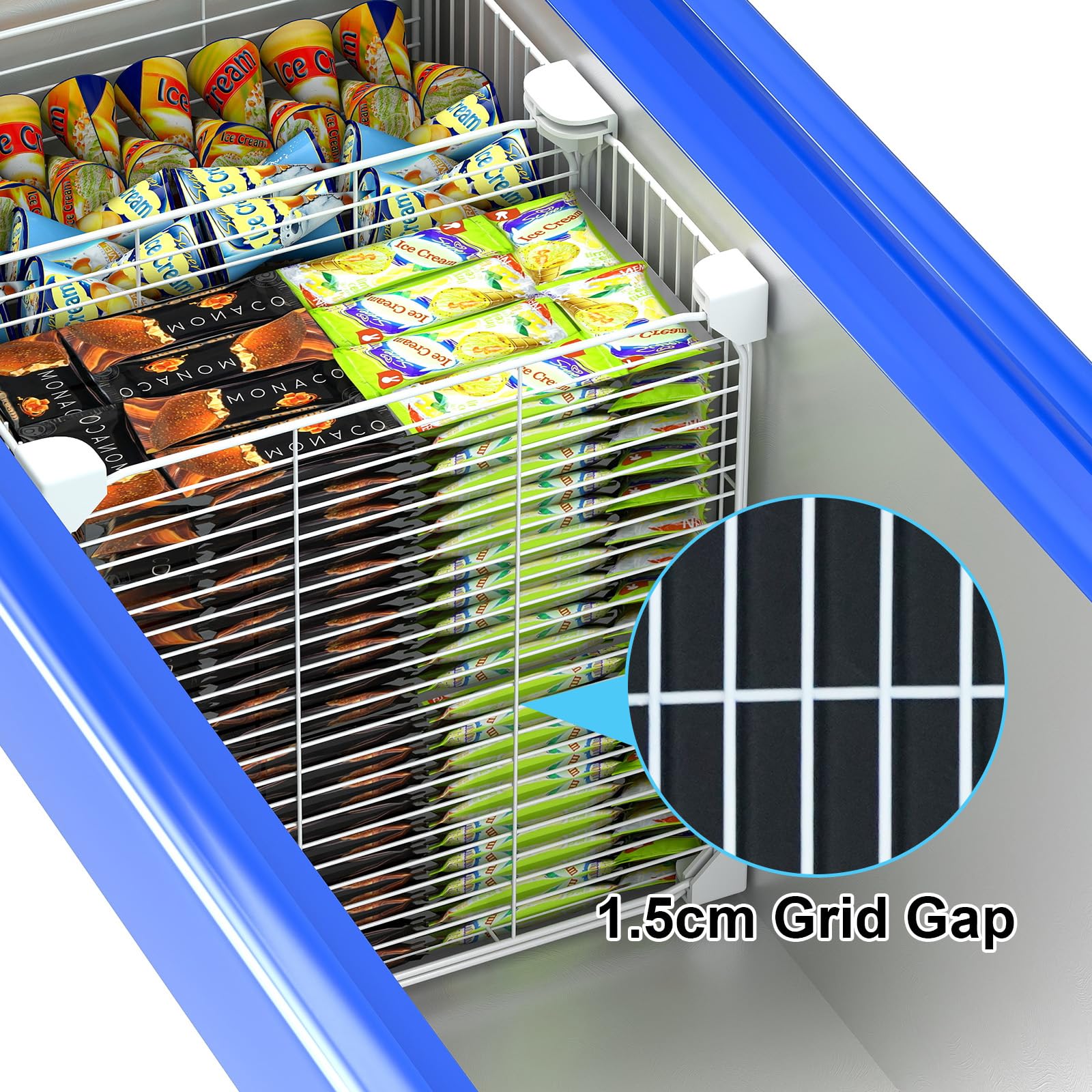 Deep Freezer Organizer Bin with Adjustable Divider Pantry
