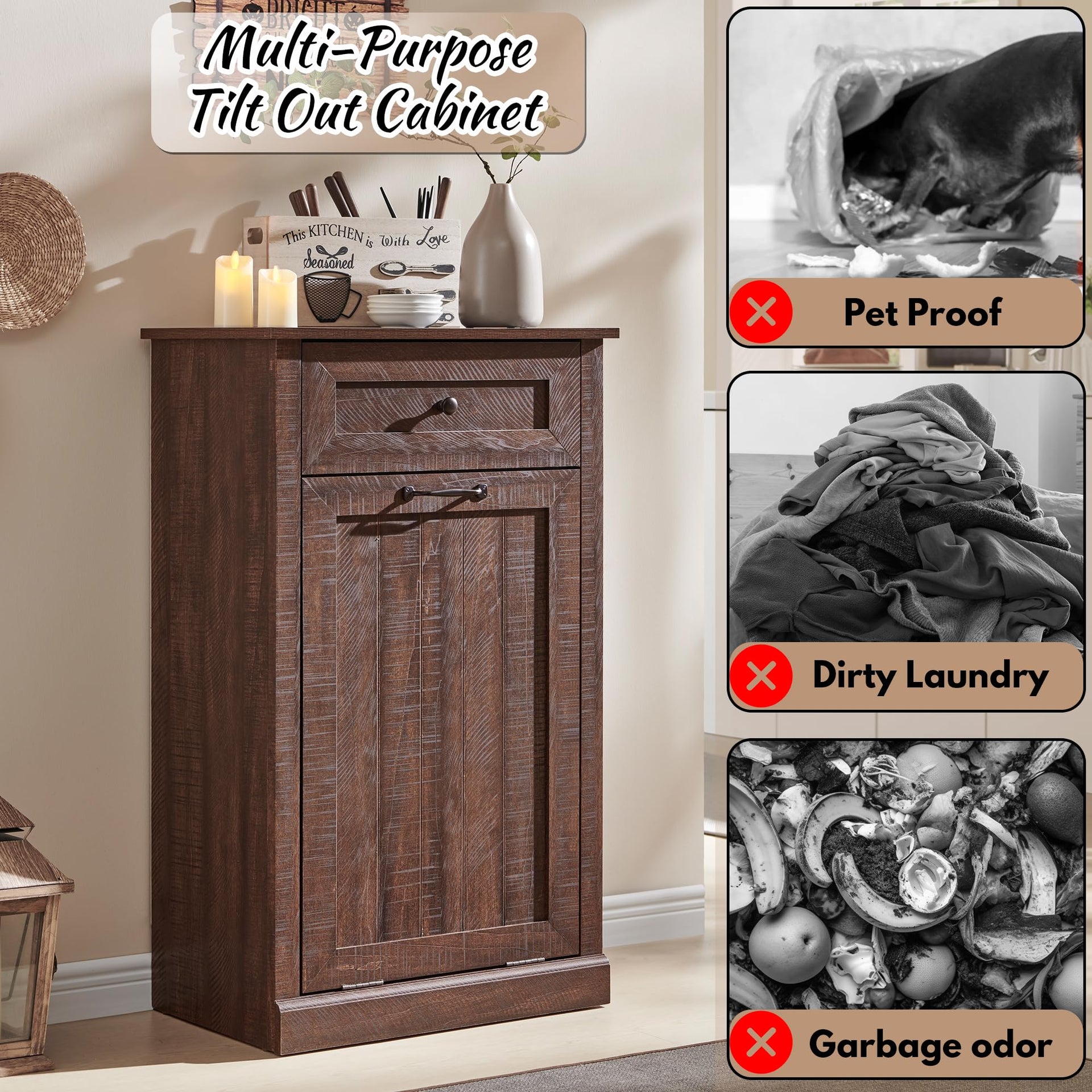 Tilt Out Laundry Hamper Cabinet