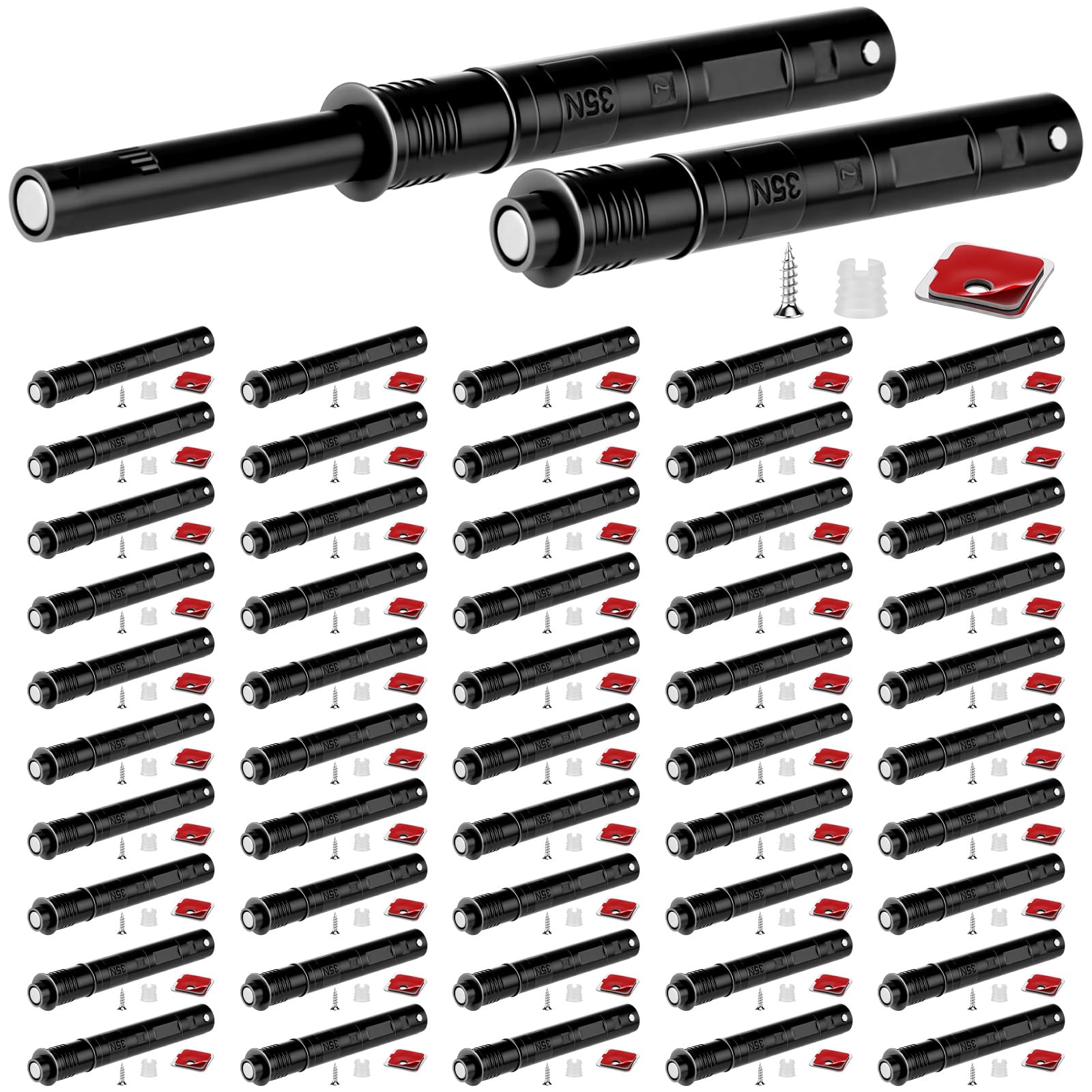 50 Pack Magnetic Push Latches for Cabinet Door Long Push to Open Cabinet Hardware Pop up Lock Magnetic Latch for Closet Cupboard Wine Rack Dresser Drawer (50 Count)