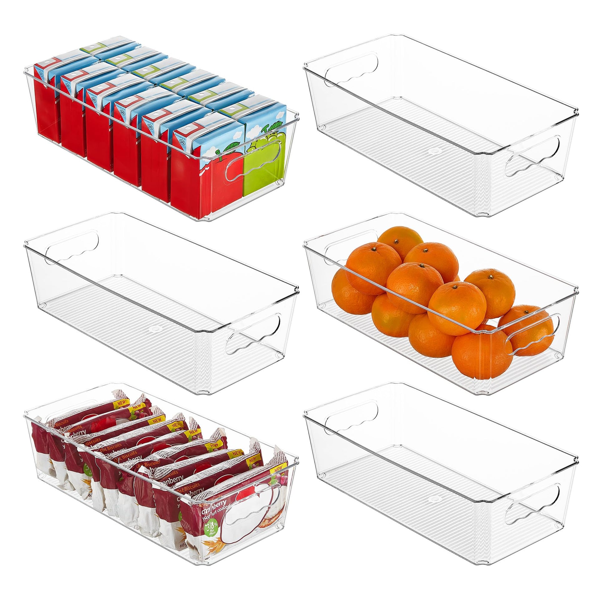 6pcs Clear Storage Bins with Handles (6 Count)