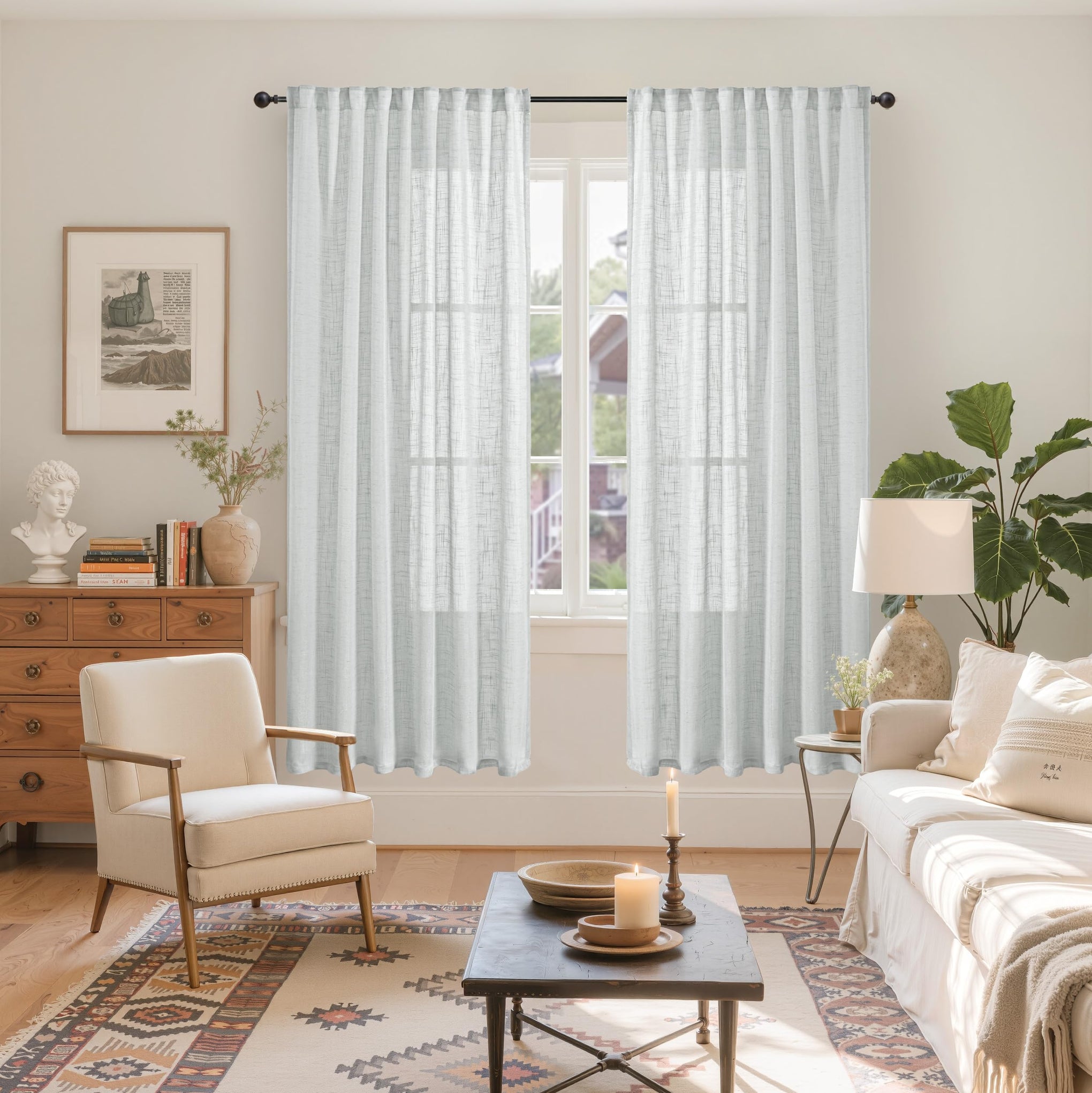 Grey Linen Curtains 72 Inch Length for Living Room (2 Count)