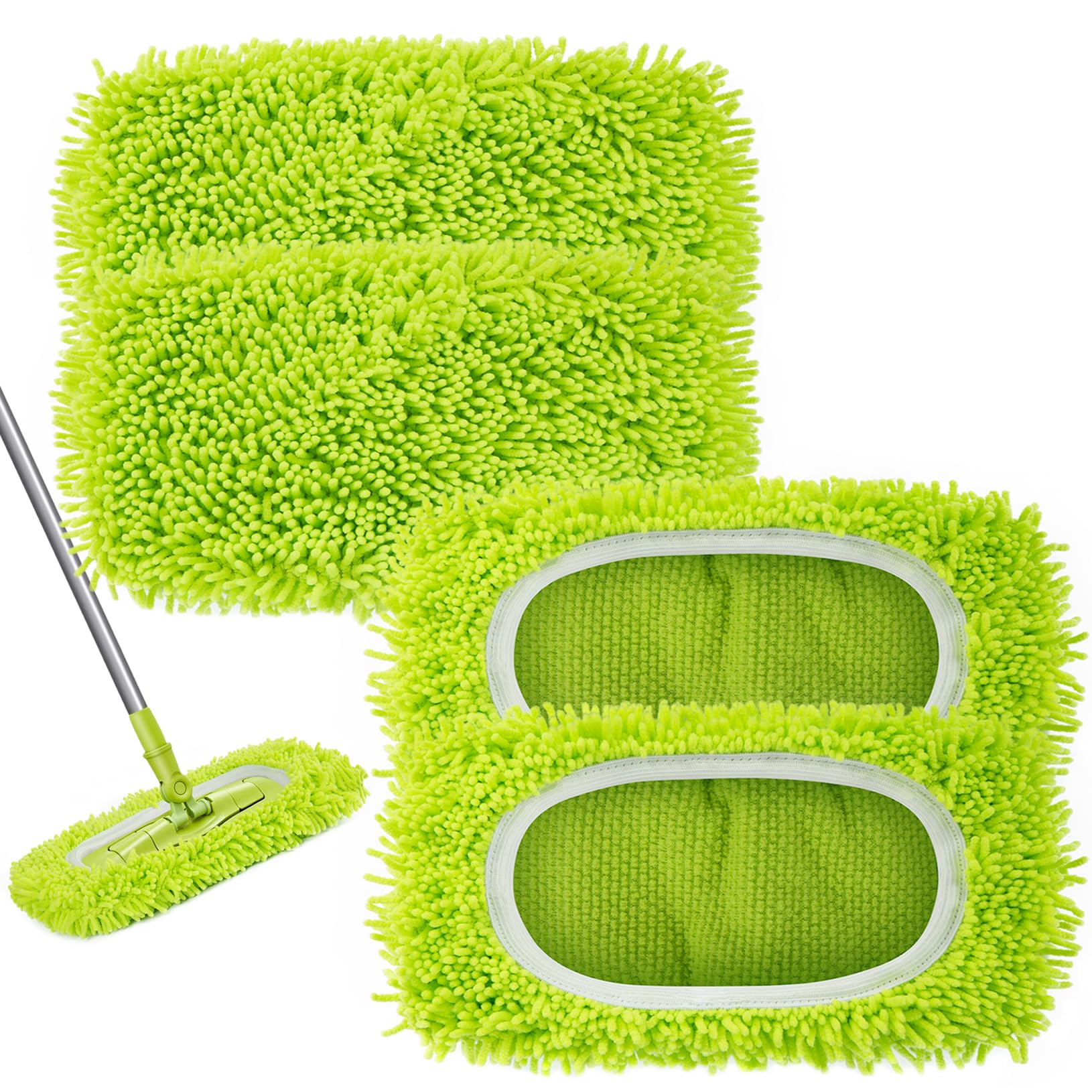 Reusable Dry Sweeping Cloths Microfiber Wet Mop Pads Compatible with Swiffer Sweeper Mop Replacement Sweeping Mopping pad Refills for Hardwood Surface Floor Cleaning (6 Count)
