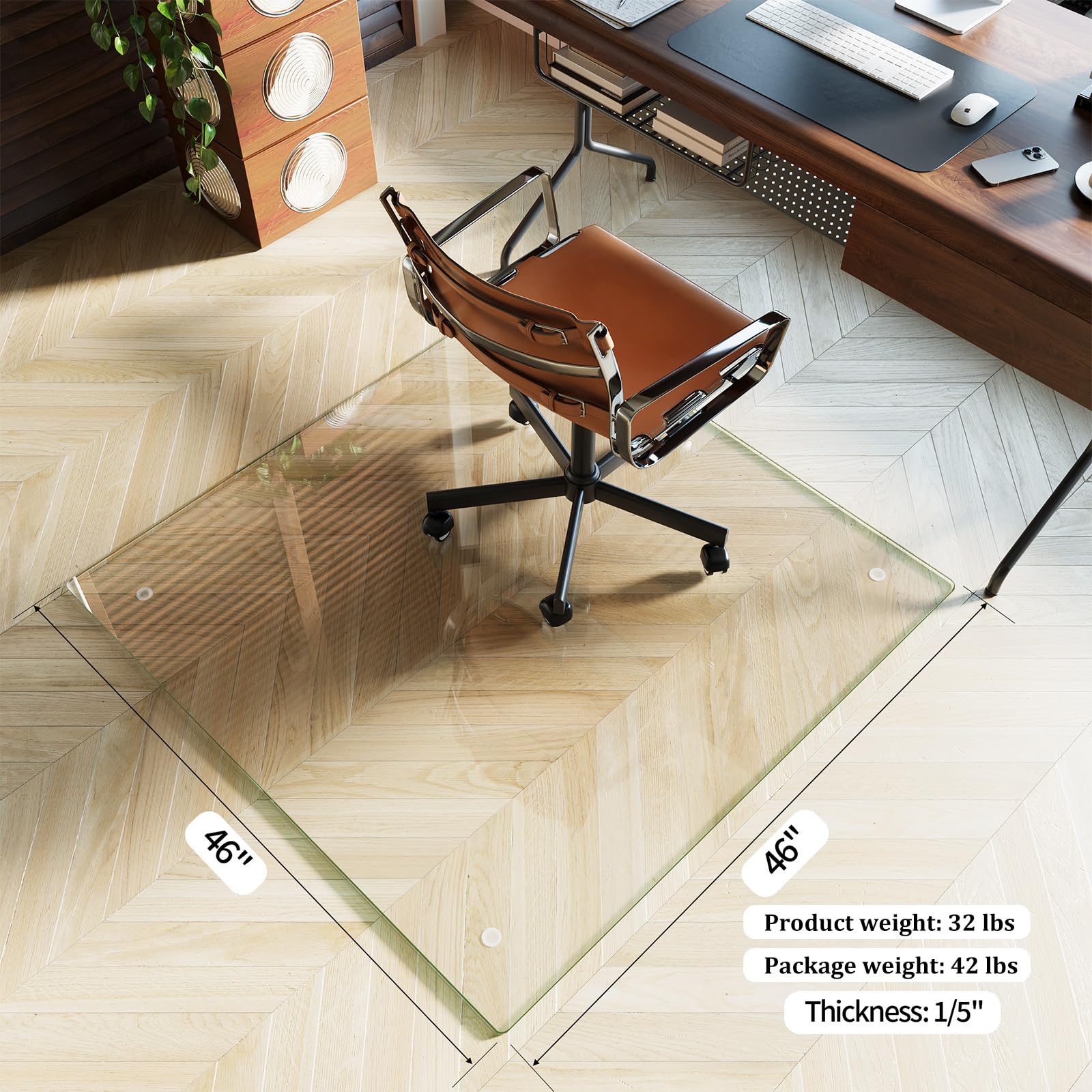 46" x 46" Office Chair Mat for Hardwood Floors & Carpets