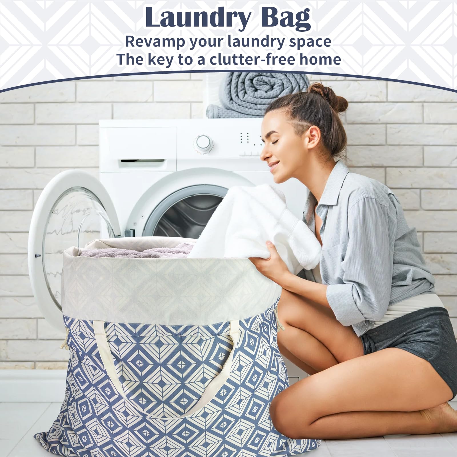 Canvas Laundry Bag with Handles & Drawstring
