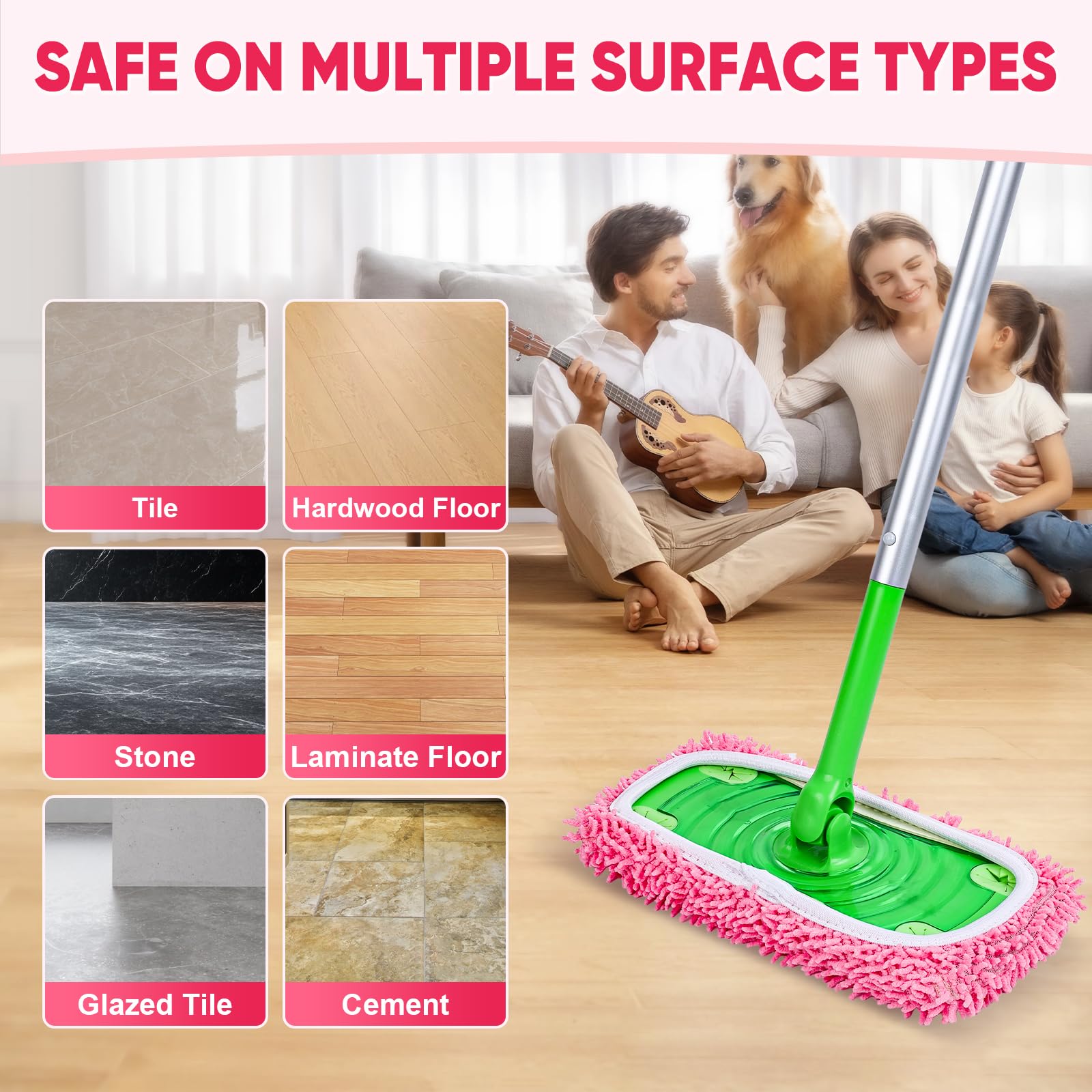 6 Pack Reusable Mop Pads Compatible with Swiffer Sweeper (6 Count)