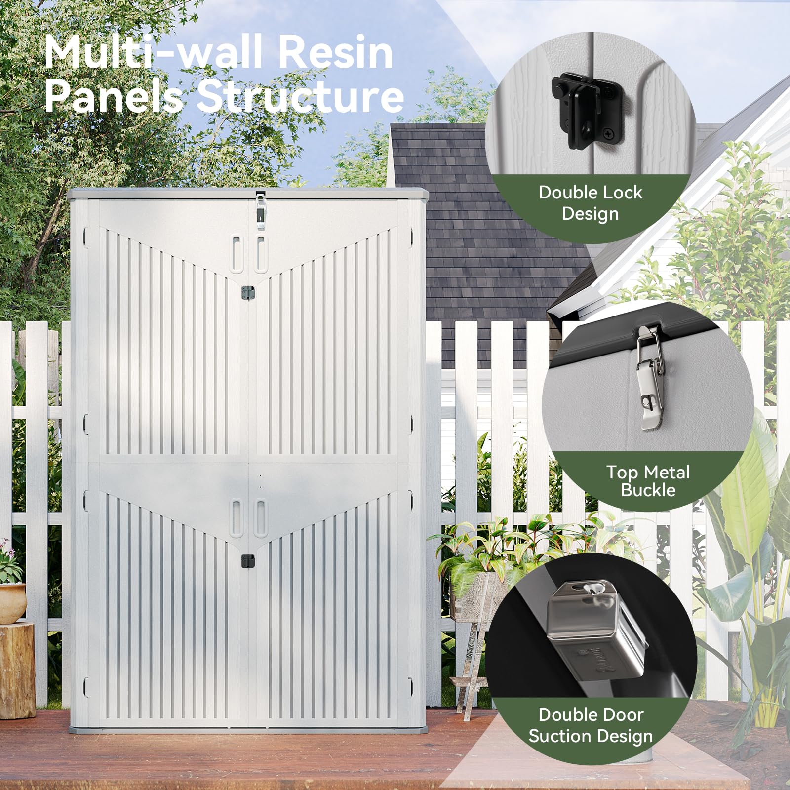 64 Cu.Ft Resin Outdoor Storage Shed with 2 Shelves & Floor