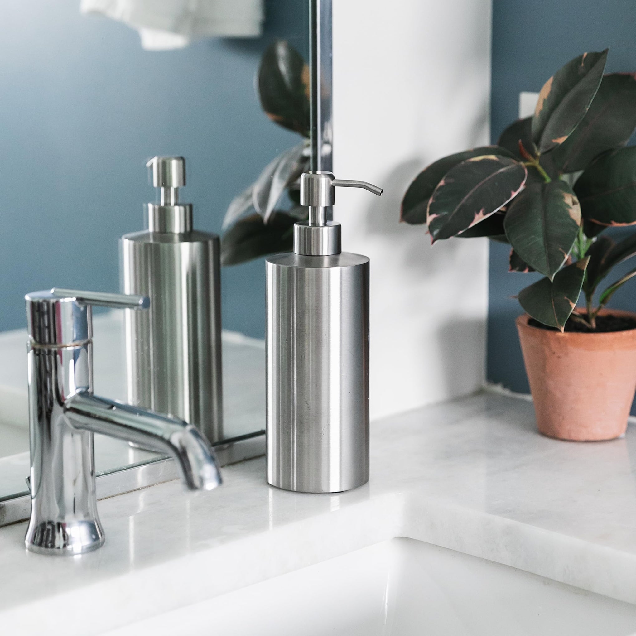 Silver Round Stainless Steel Soap Dispenser
