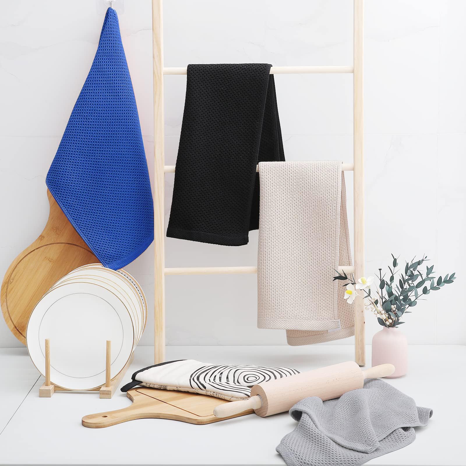 100% Cotton Waffle Weave Kitchen Dish Towels 6 (6 Count)