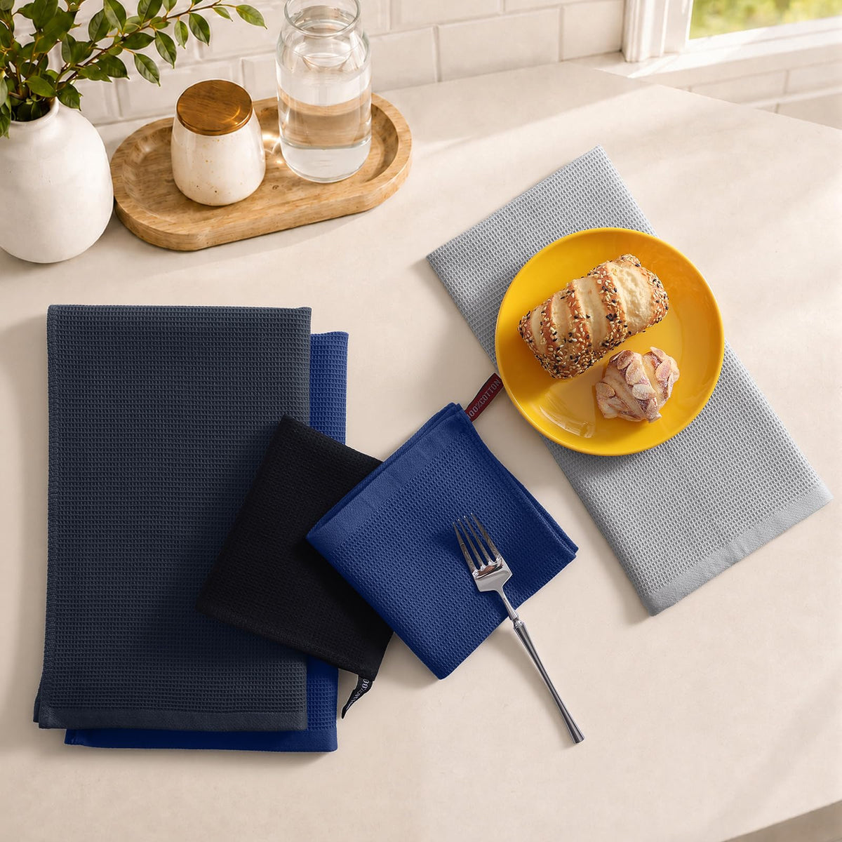 100% Cotton Kitchen Towels and Dishcloths Set (8 Count)