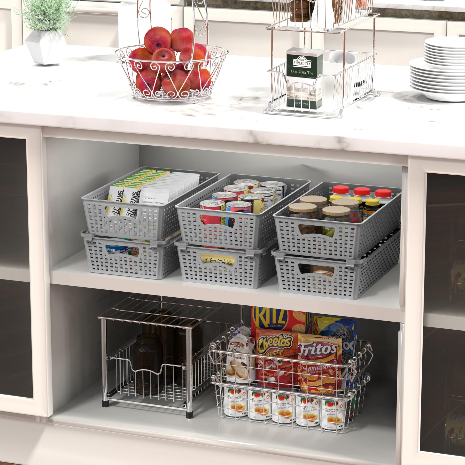 Stackable Plastic Woven Basket Organizer (28 Count)