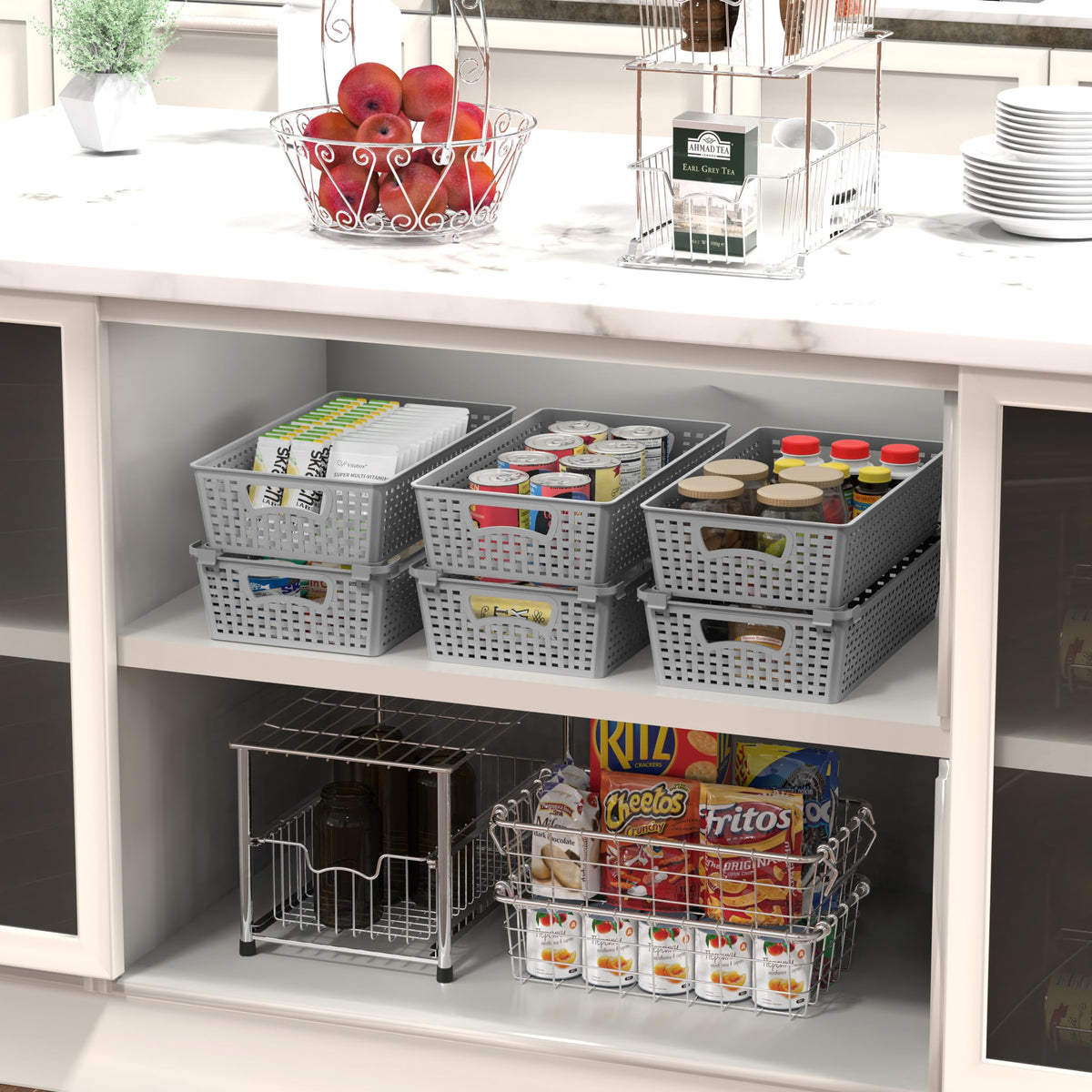 Stackable Plastic Woven Basket Organizer (28 Count)