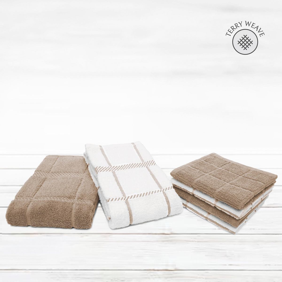 100% Cotton Terry Dish Cloth & Dish Towel (6 Count)