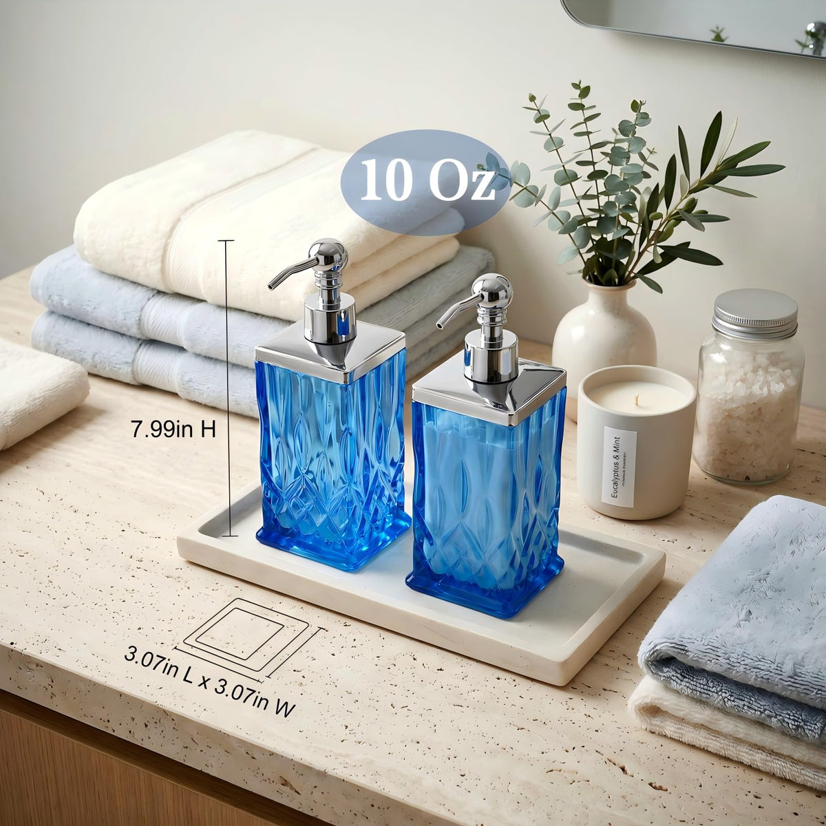 2 Pack 10Oz Blue Soap Dispenser (2 Count)