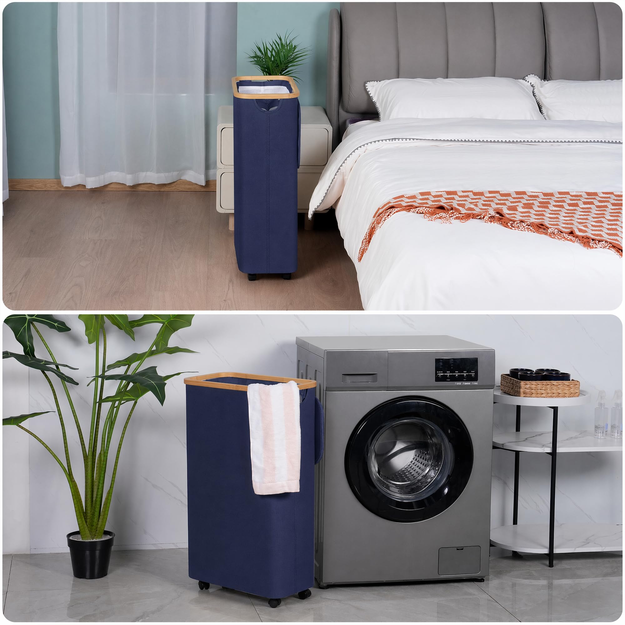 Slim Laundry Hamper with Wheels