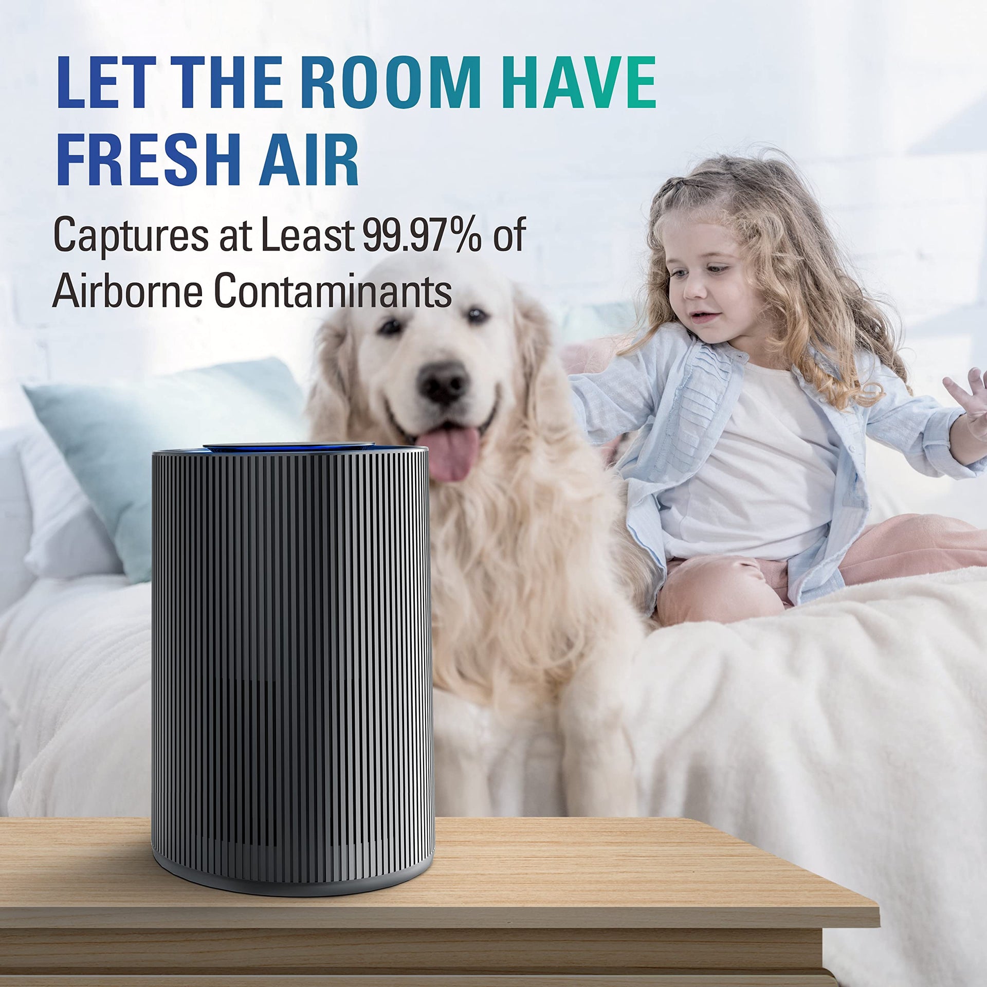 Air Purifier H13 HEPA 1345 ft² for Home Allergies Pets