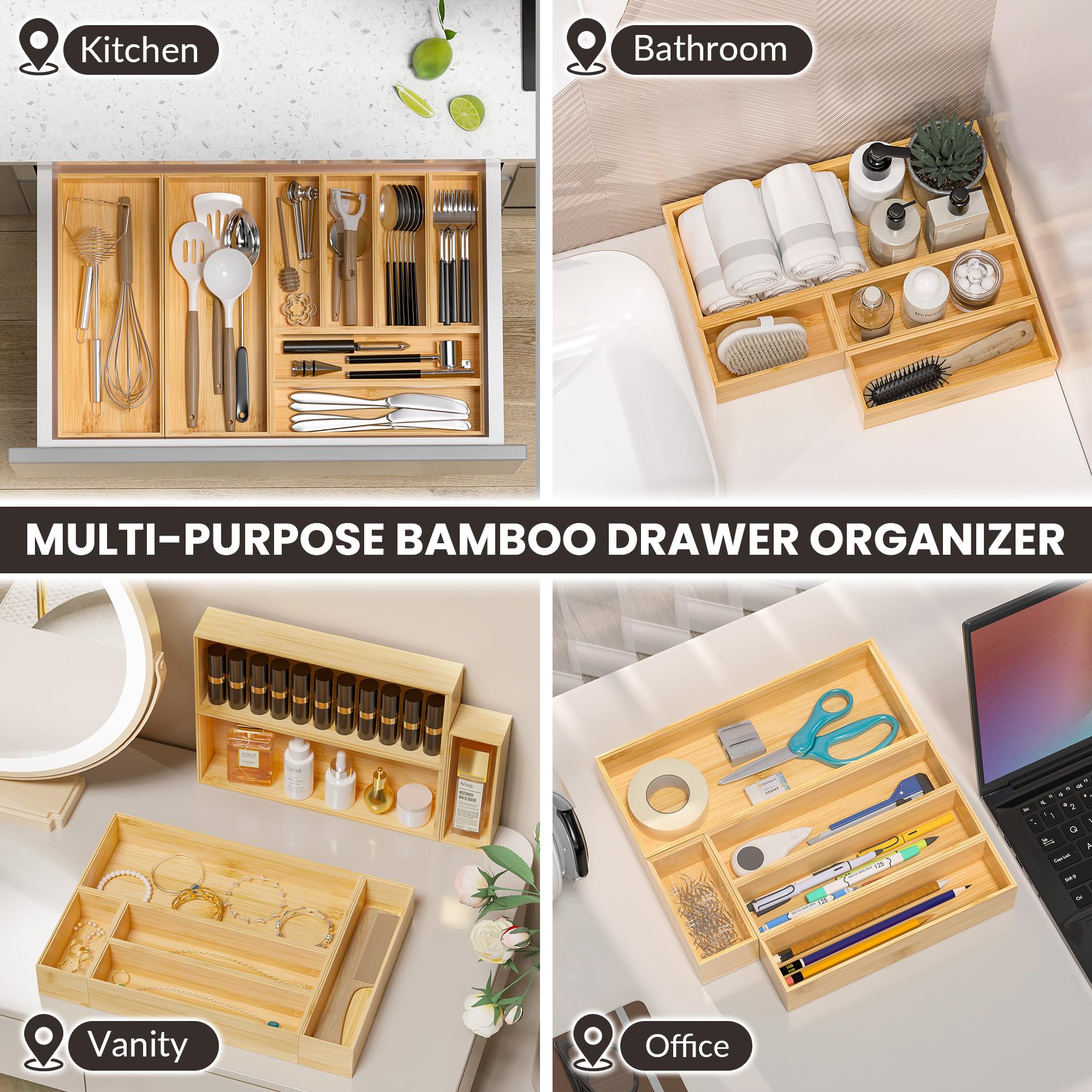 Kitchen Drawer Organizer Bins (2 Count)