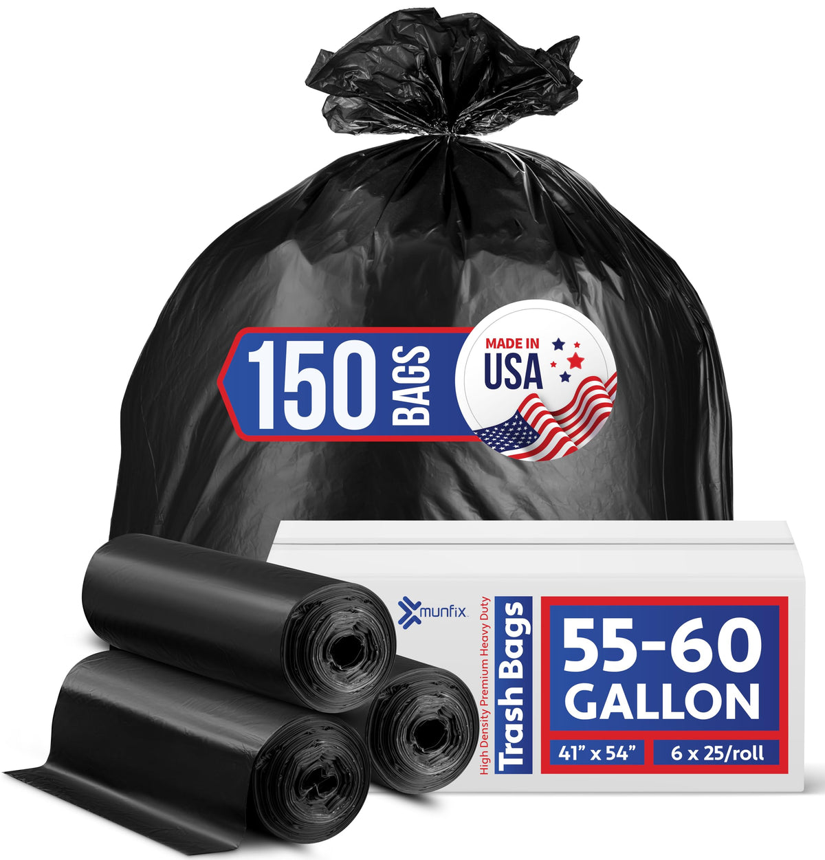 55 60 Gallon Trash Bags Heavy Duty (150 Count)