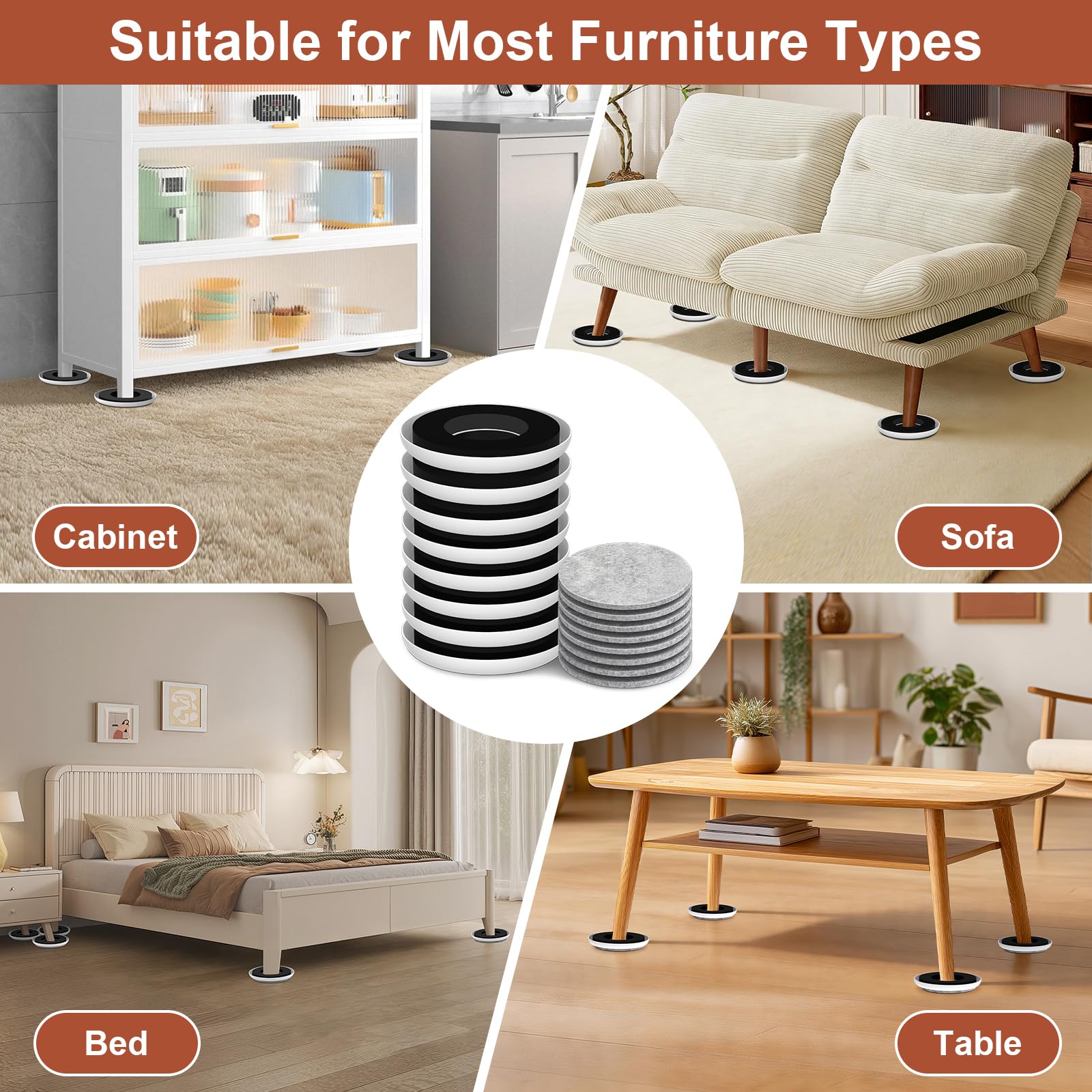Furniture Sliders for Hardwood Floors (16 Count)