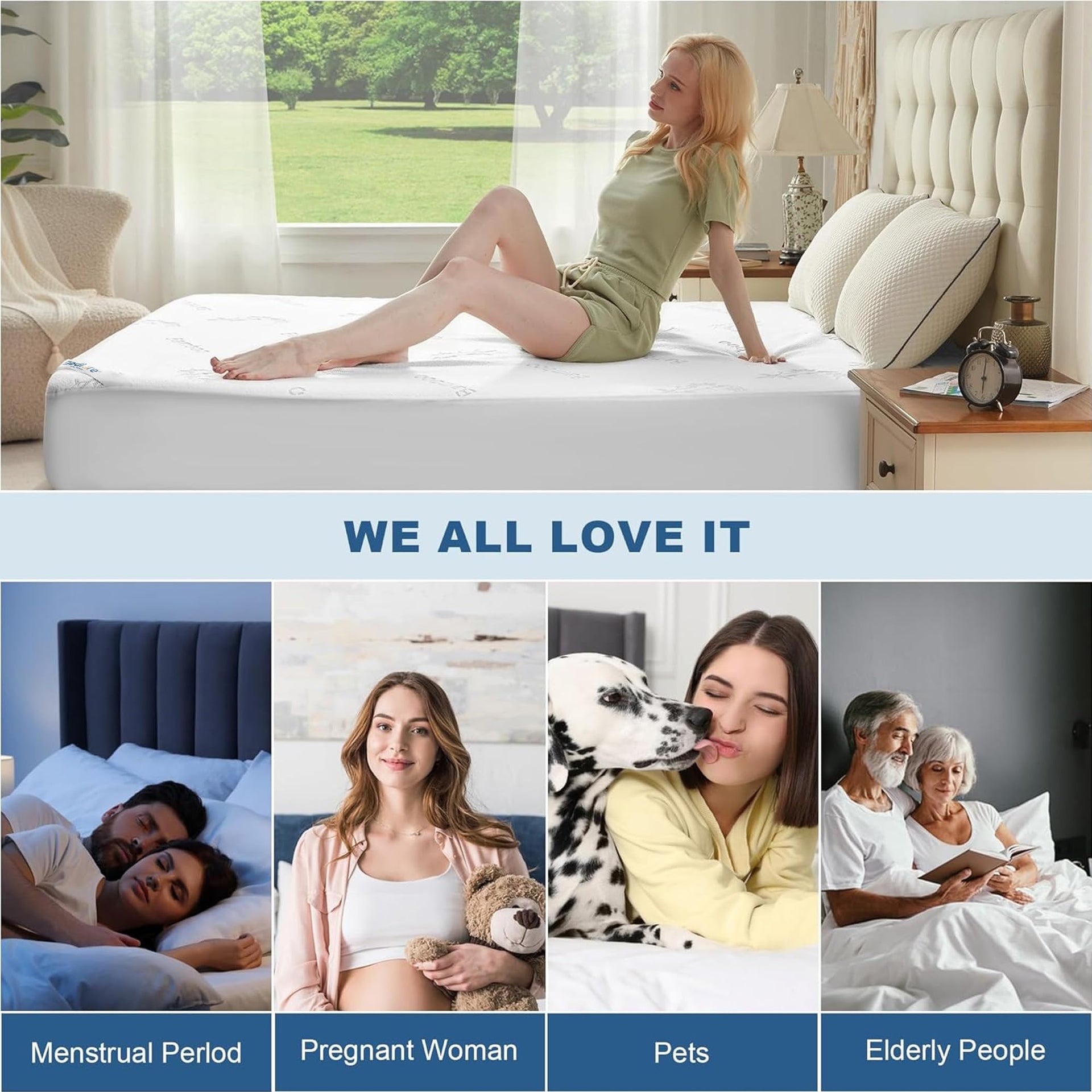 Twin Size Waterproof Mattress Protector Bamboo Viscose Bed Cover