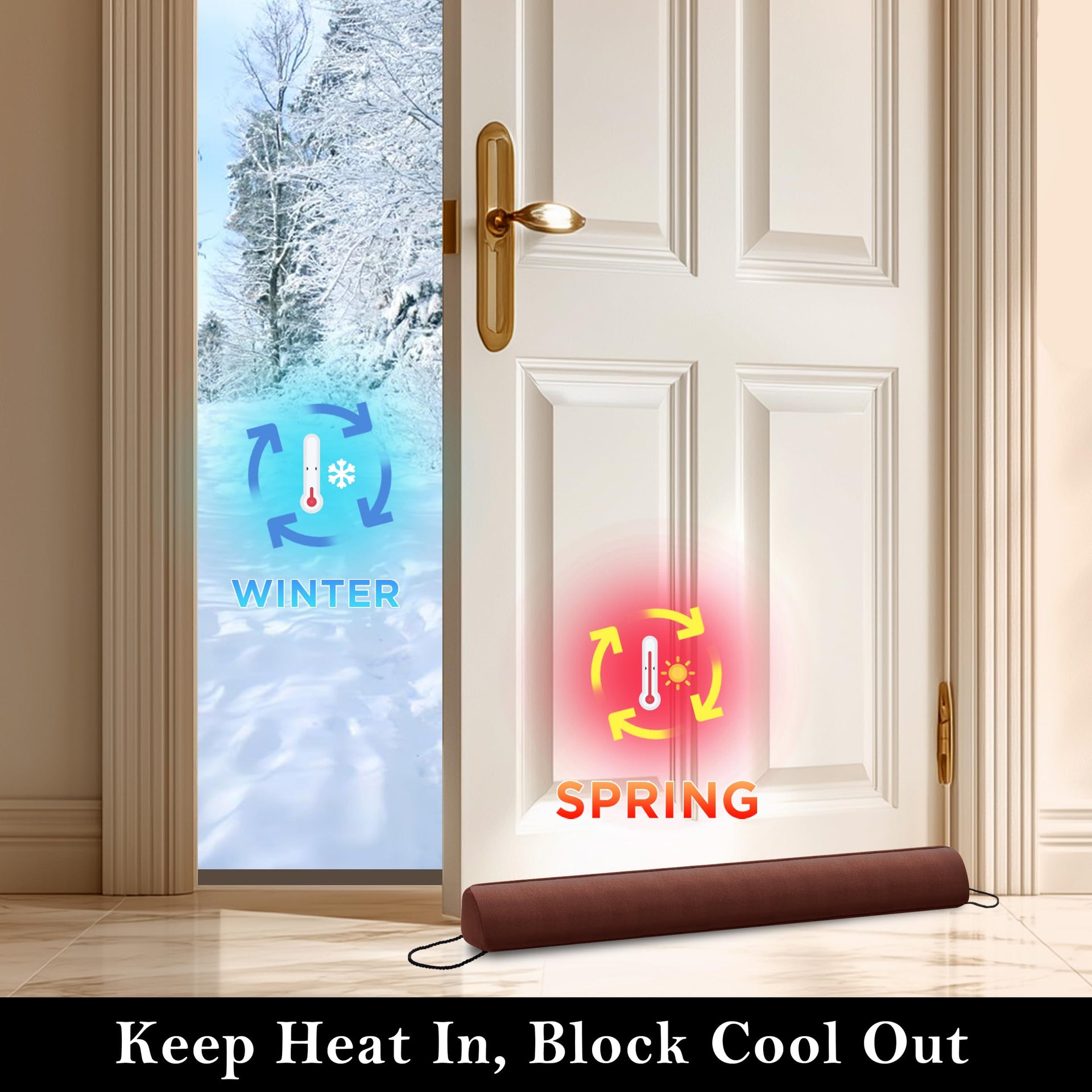 Door Draft Stopper with Removable Washable Cover