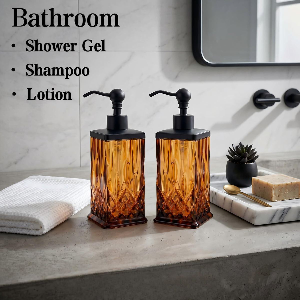 2 Pack 10Oz Amber Soap Dispenser (2 Count)
