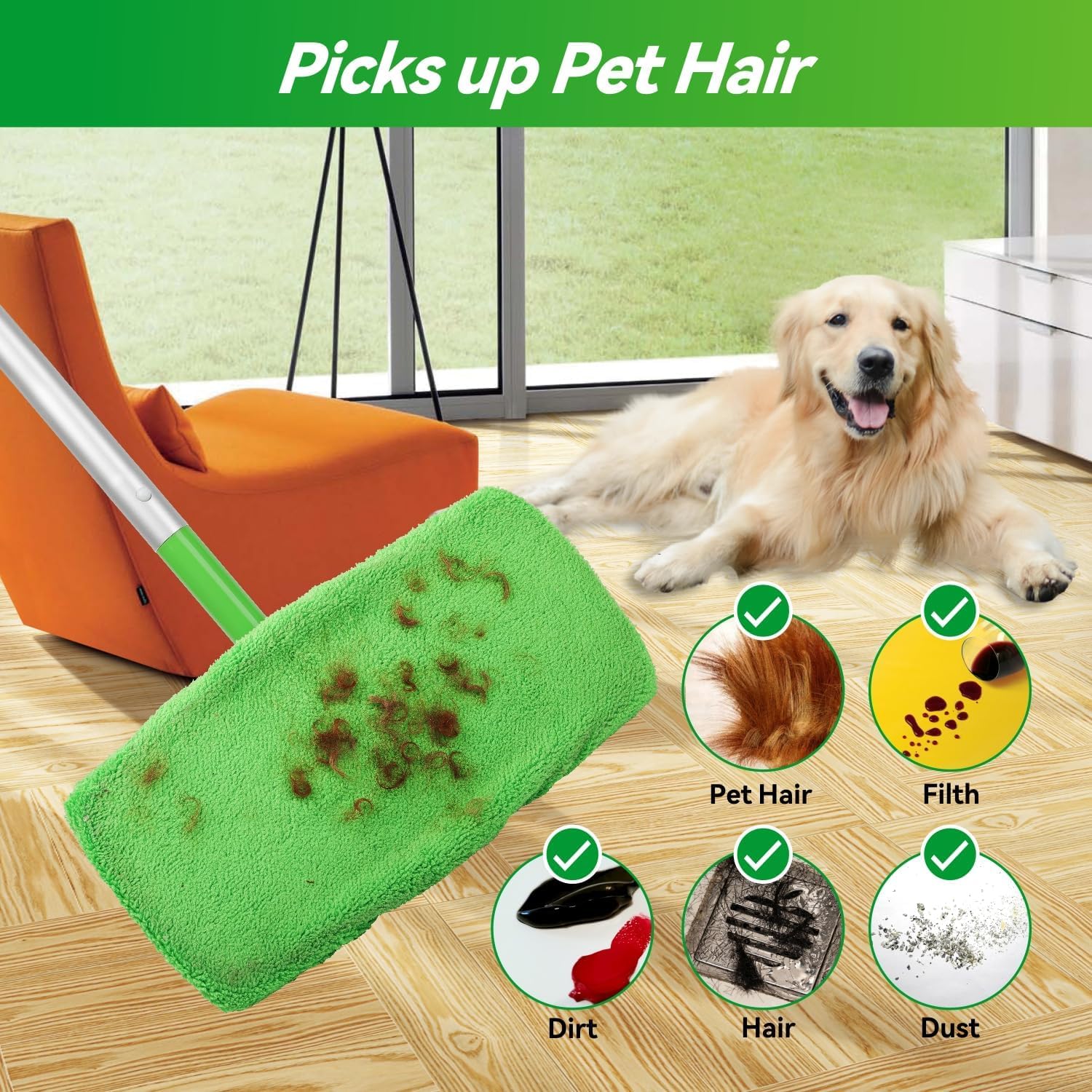 4PCS Reusable Microfiber Mop Pads for Swiffer Sweeper