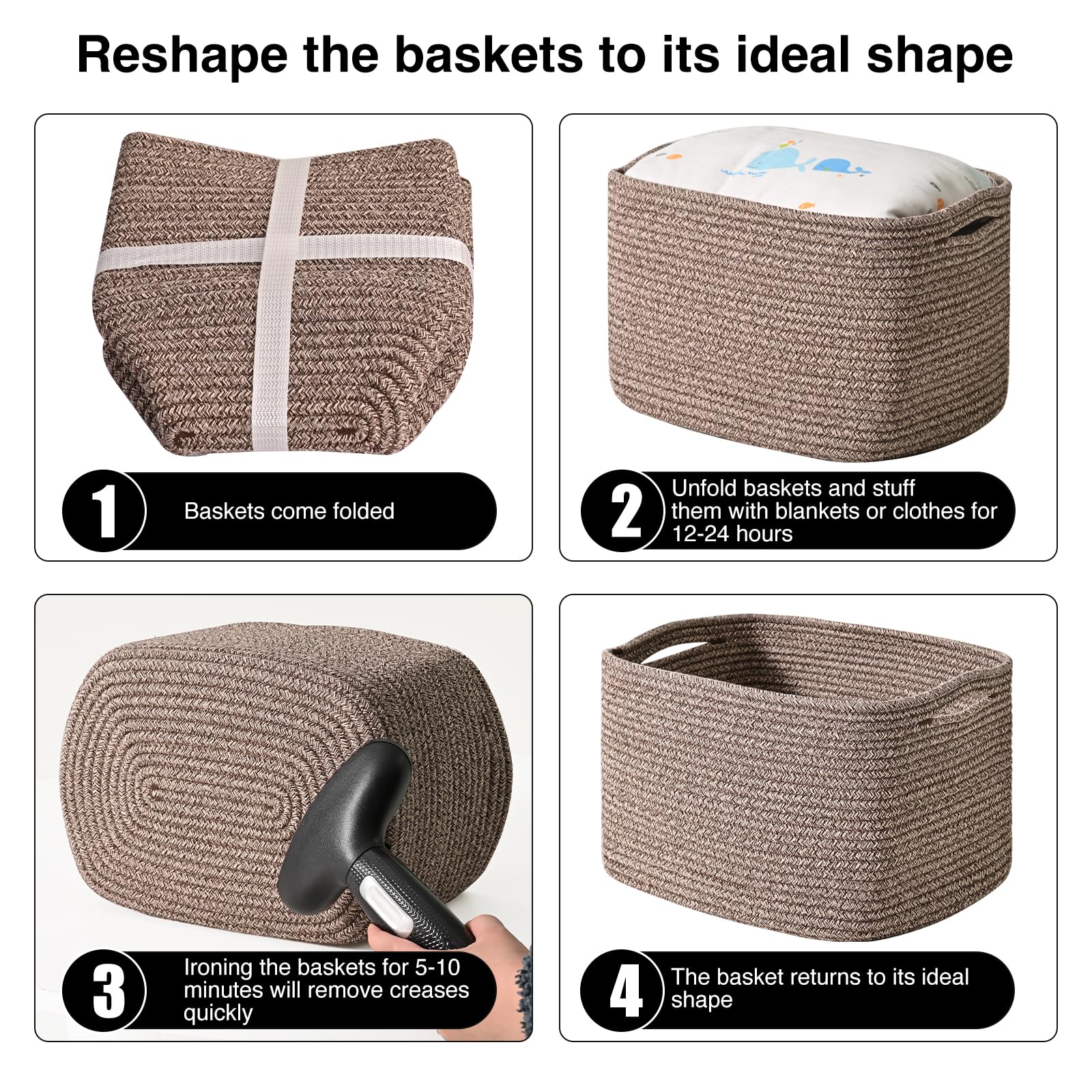 Storage Baskets for Shelves Organizing (4 Count)