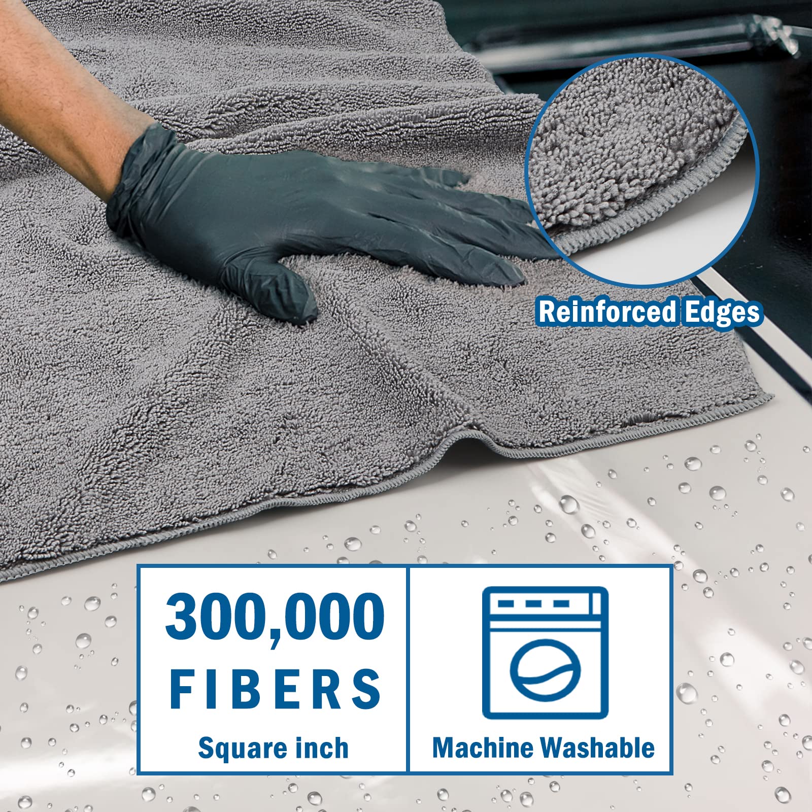 Professional Large Microfiber Car Drying Towels 2 Pack (2 Count)